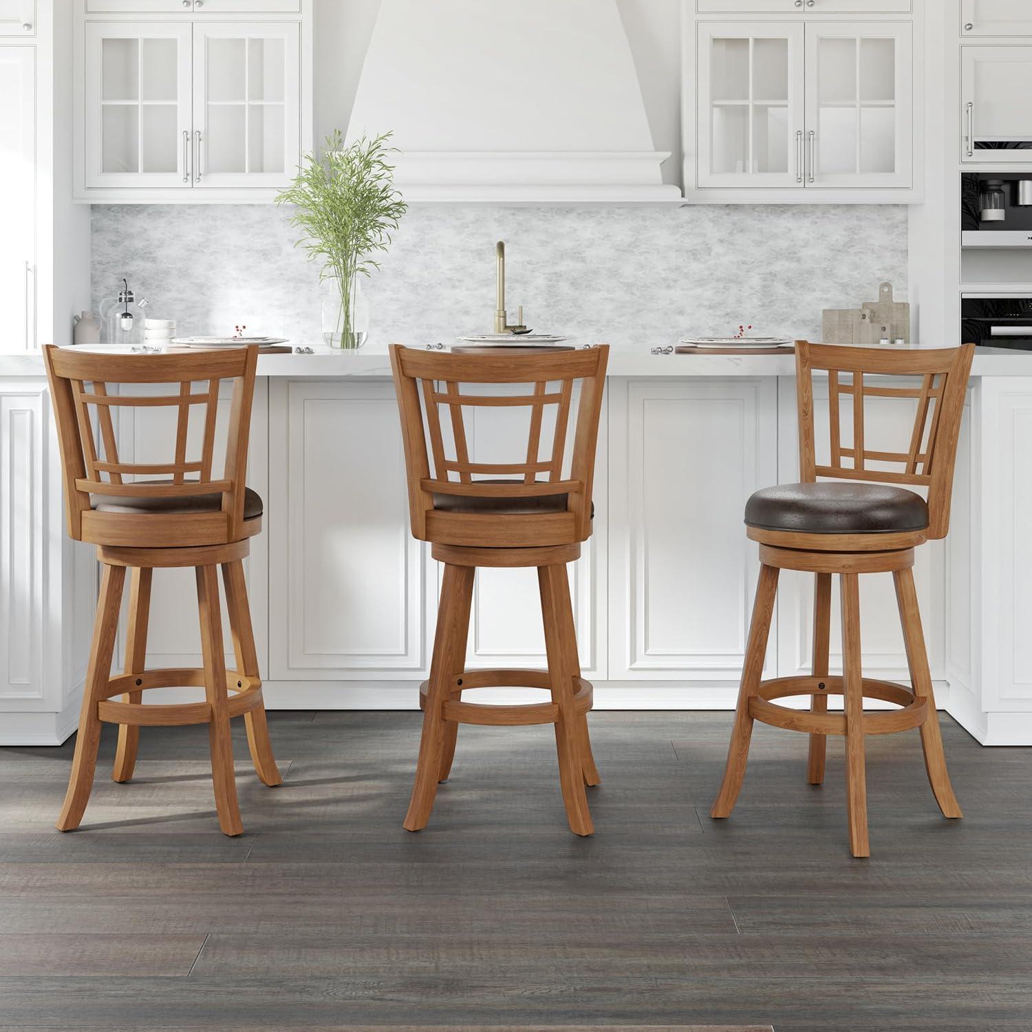 Hillsdale Furniture Fairfox Wood Bar Height Swivel Stool, Oak