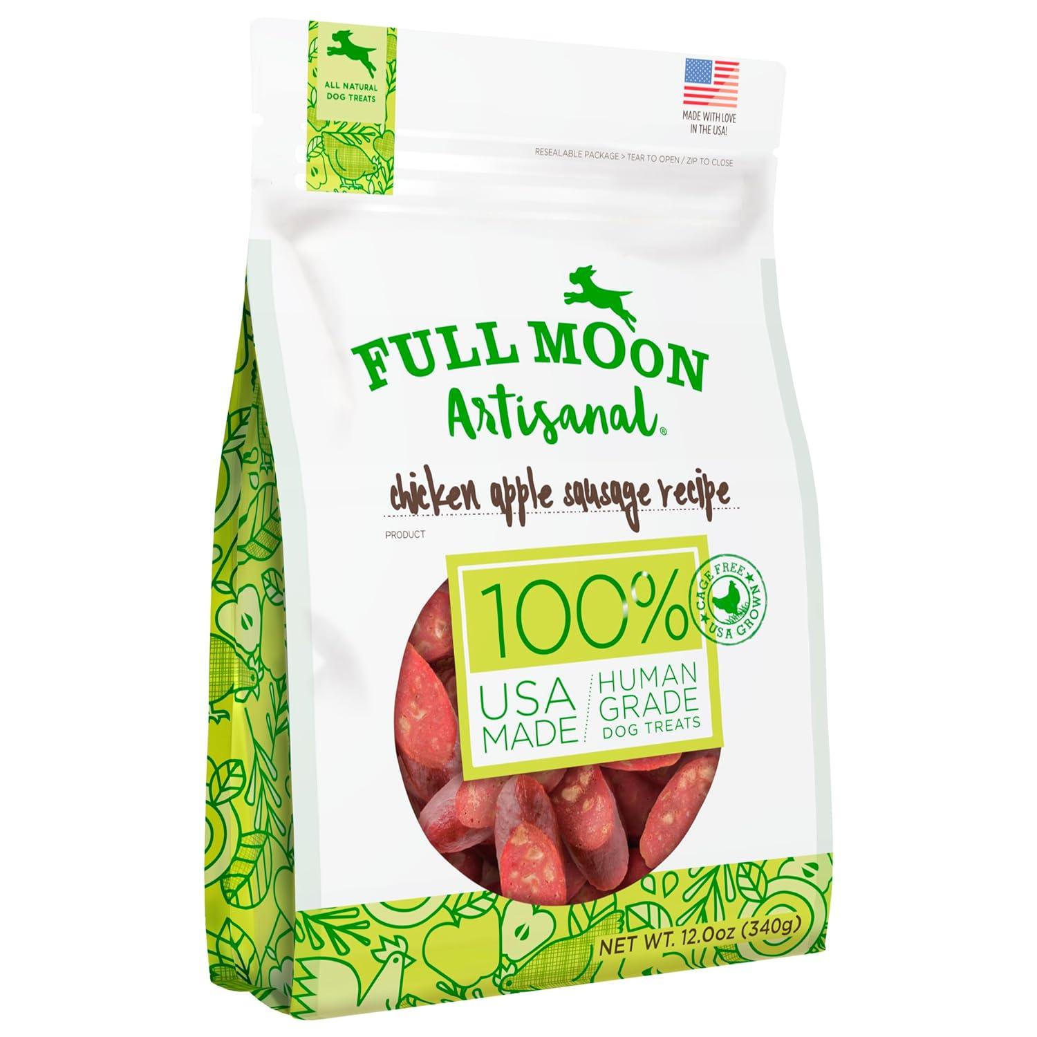 Full Moon Artisanal Chicken Apple Sausage Chewy Dog Treats - 12oz
