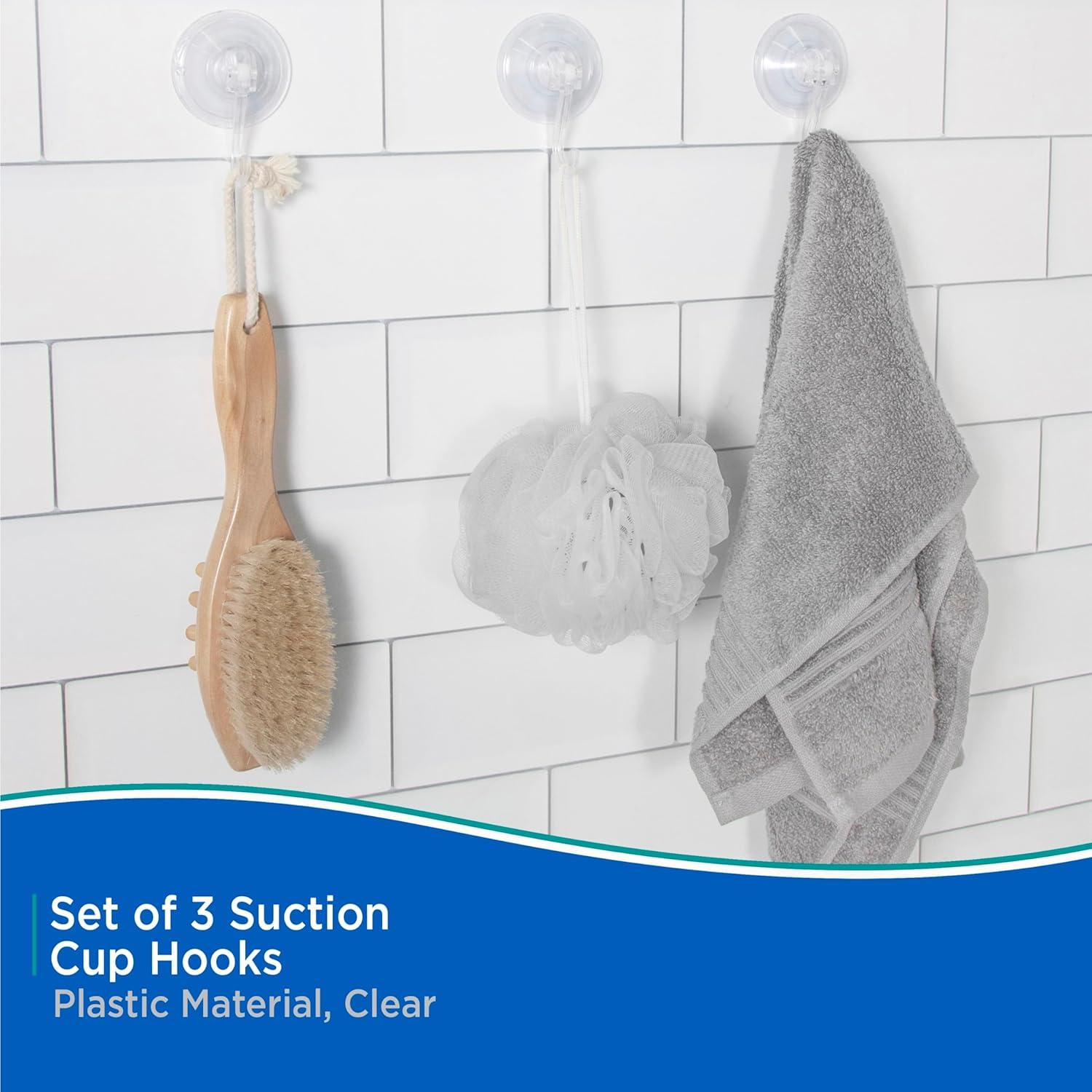 Kenney KN61551V3 Suction Cup Wall Mounted Towel Hook (Set of 3)