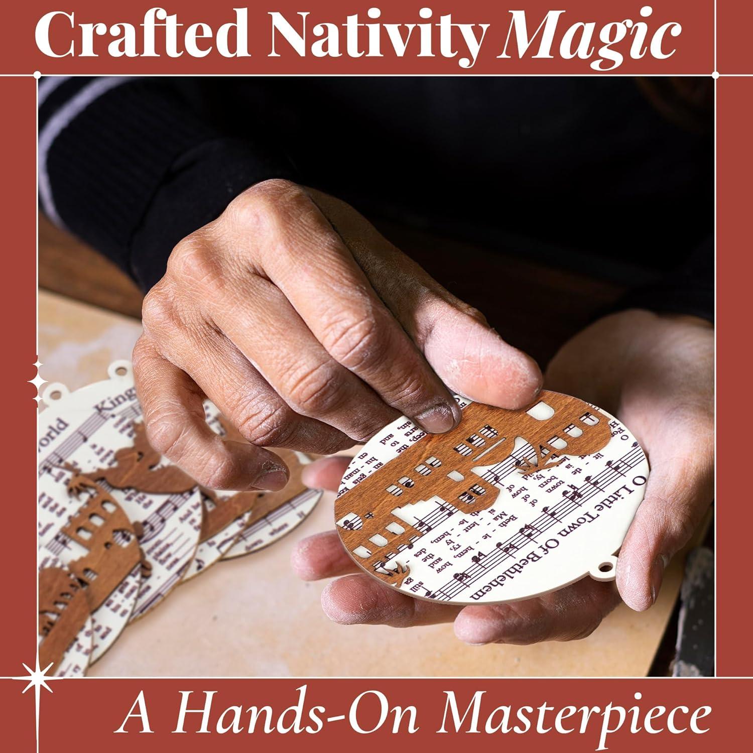 5 Pcs Wooden The Nativity Story Ornaments Set, Christian Religious Gifts for Women, Kids, Valentines Day Gifts for Mom, Merry Christmas