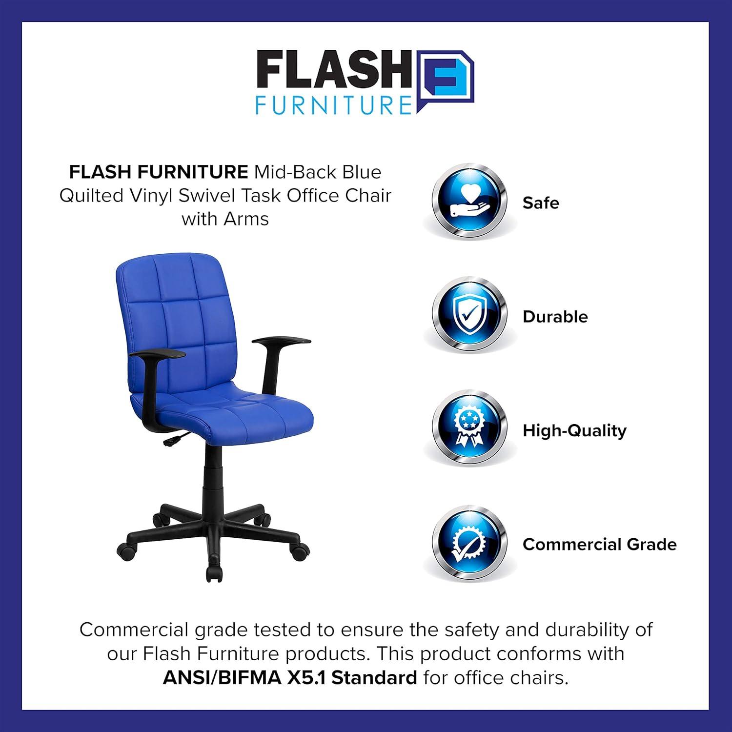 ColorLife Bonavant Mid-Back Quilted Vinyl Swivel Task Office Chair