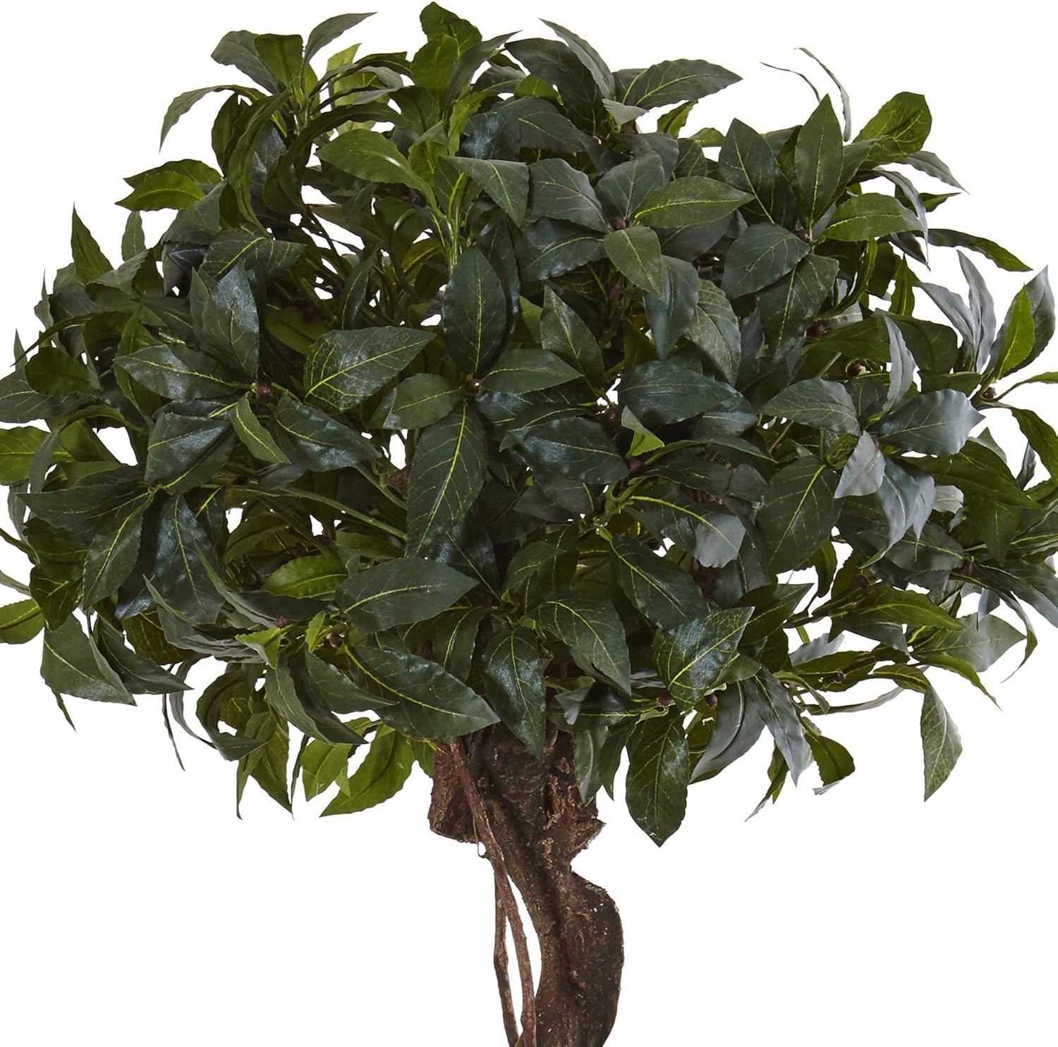 4.5' Artificial Sweet Bay Double Topiary Tree in Farmhouse Planter