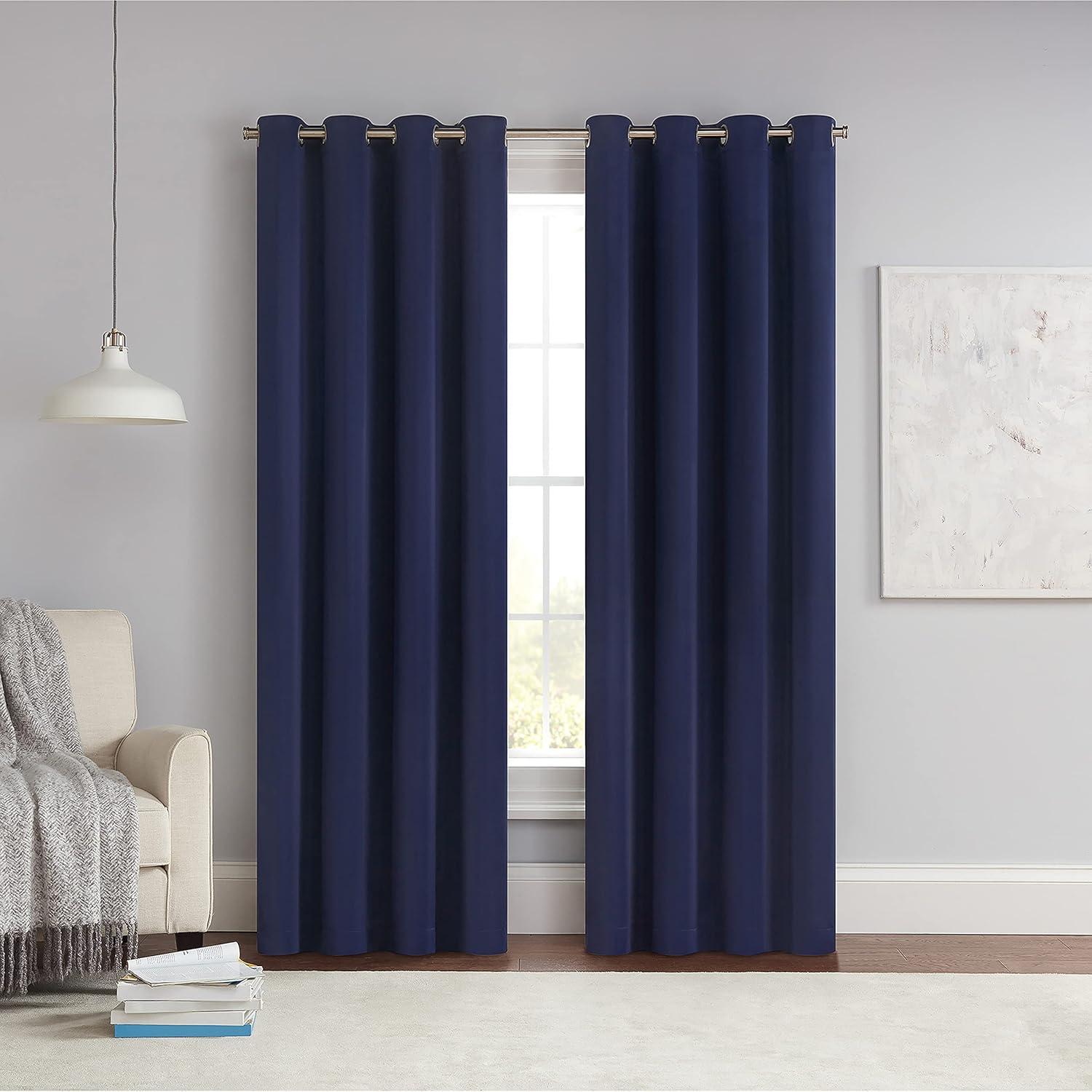 54 x 84 in. Anchorage Solid Blackout Grommet Single Curtain Panel - Navy Blue