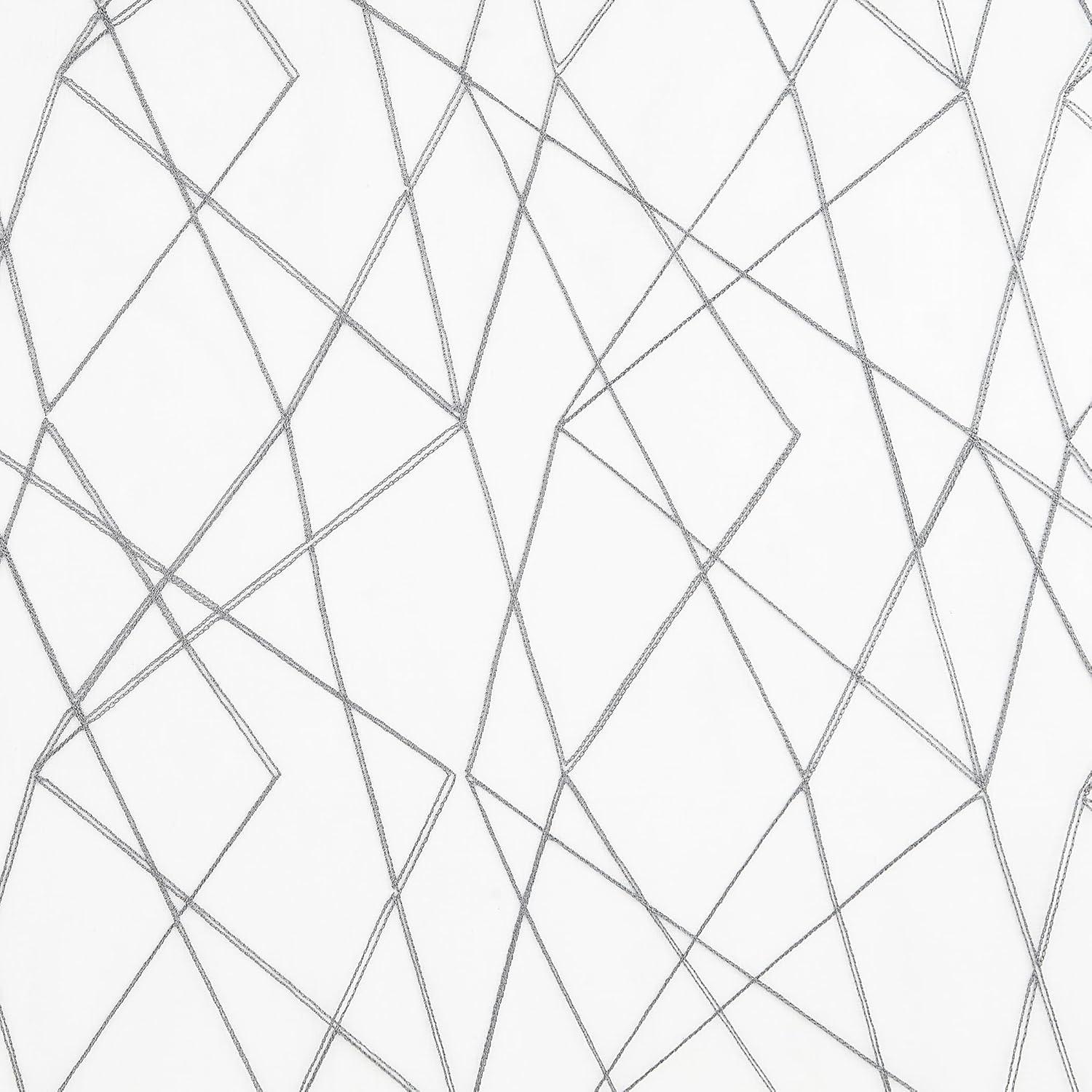 50"x63" No. 918 Light Filtering Abstract Geometric Embroidery Rod Pocket Curtain Panel Gray: Mid-Century Modern Decor