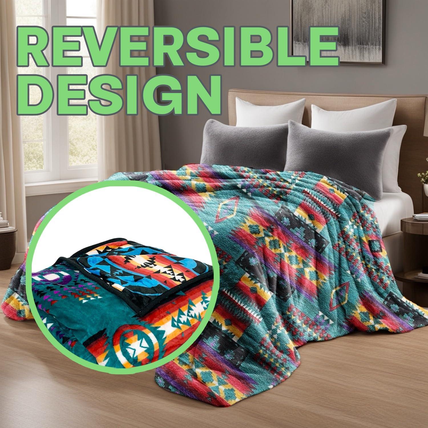 Southwestern Reversible Sherpa Fleece Baby Throw Blanket