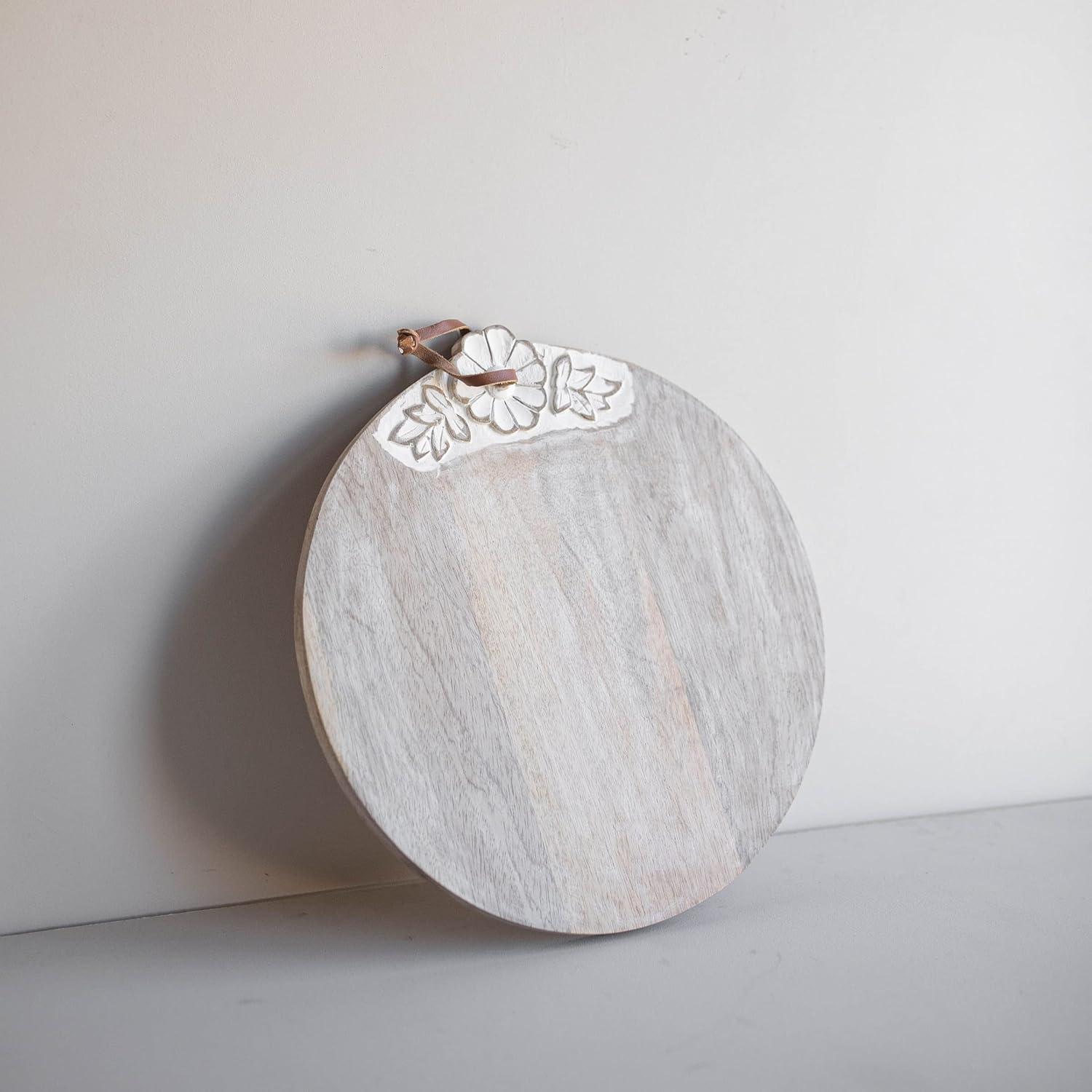 Large Round White Wood Cutting Board - Foreside Home & Garden