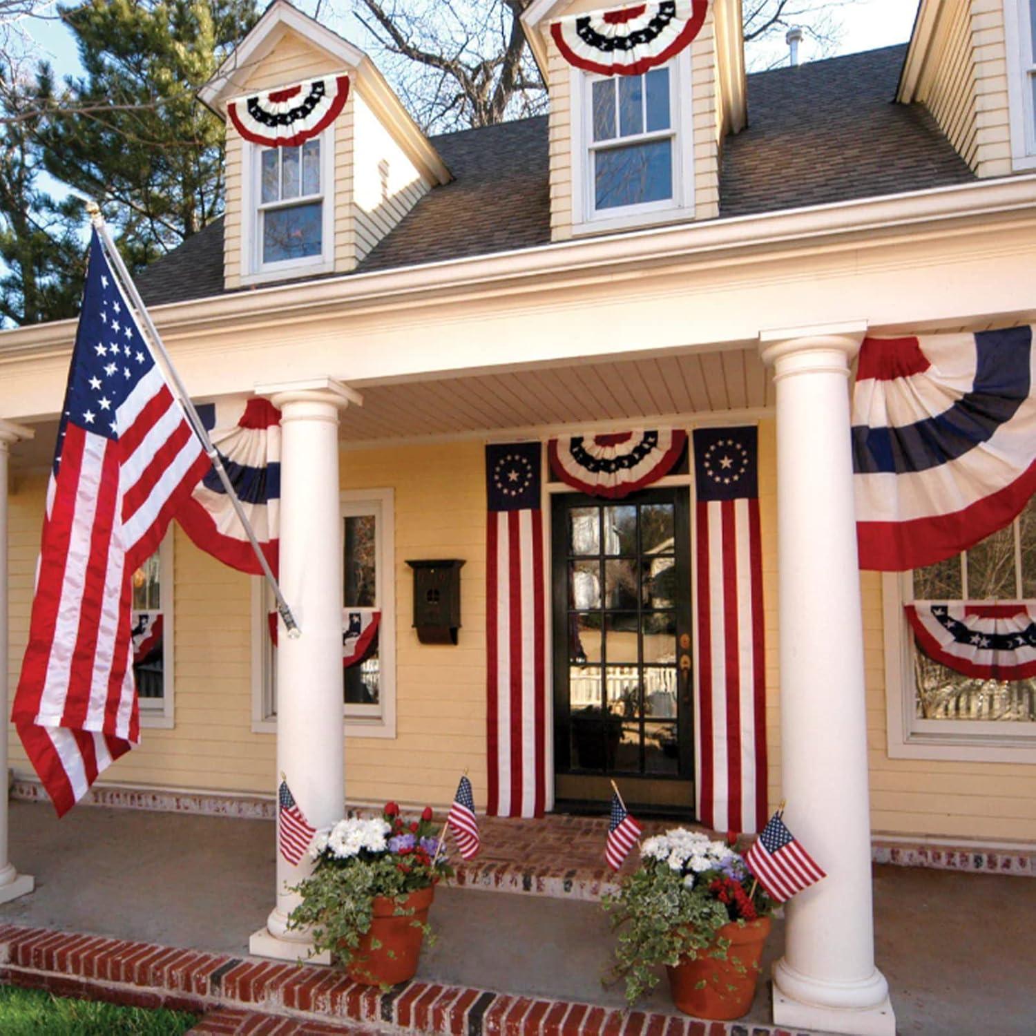 Anley USA Pleated Fan Flag, 3x6 Ft American US Bunting Flags - United States 3 x 6 Feet Half Fan Banner (1 Pack)