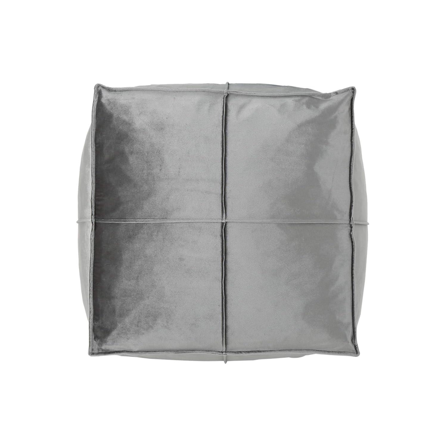 Cytheria Glam Velvet Square Bean Bag Ottoman, Smoke