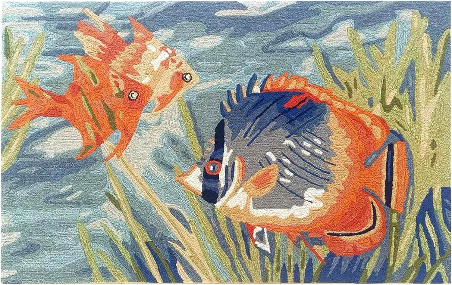 Liora Manne Ravella Tropical Fish Indoor/Outdoor Rug Ocean 3'6" x 5'6"