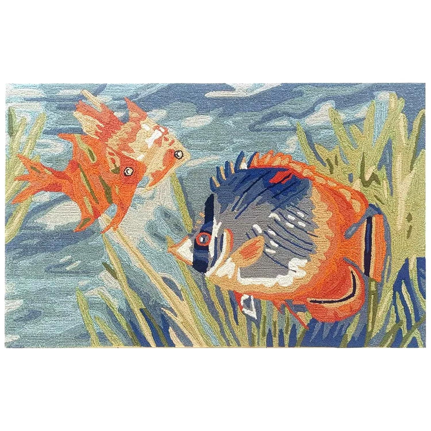 Liora Manne Ravella Tropical Fish Indoor/Outdoor Rug Ocean 3'6" x 5'6"