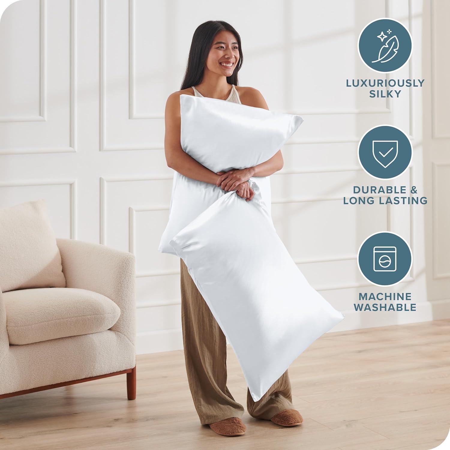 Bare Home 100% Mulberry Silk Pillowcase Zipper Closure