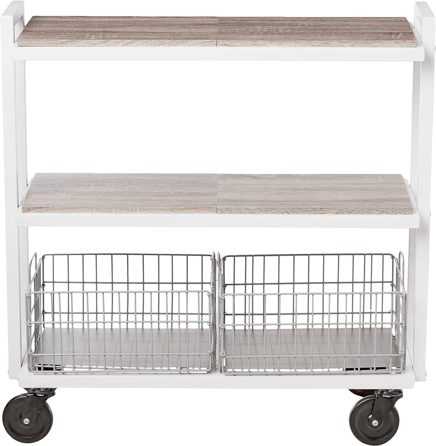 Atlantic Narrow Large Metal and Wire Cart System 3-Tier in White