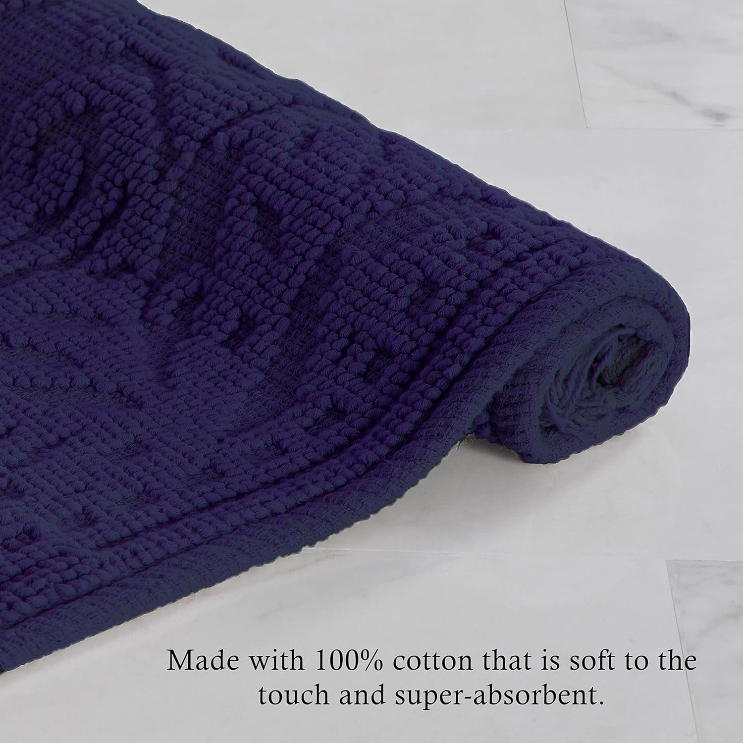 Jean Pierre Ricardo Cotton Fringe 2-Piece Bath Rug Set, Indigo