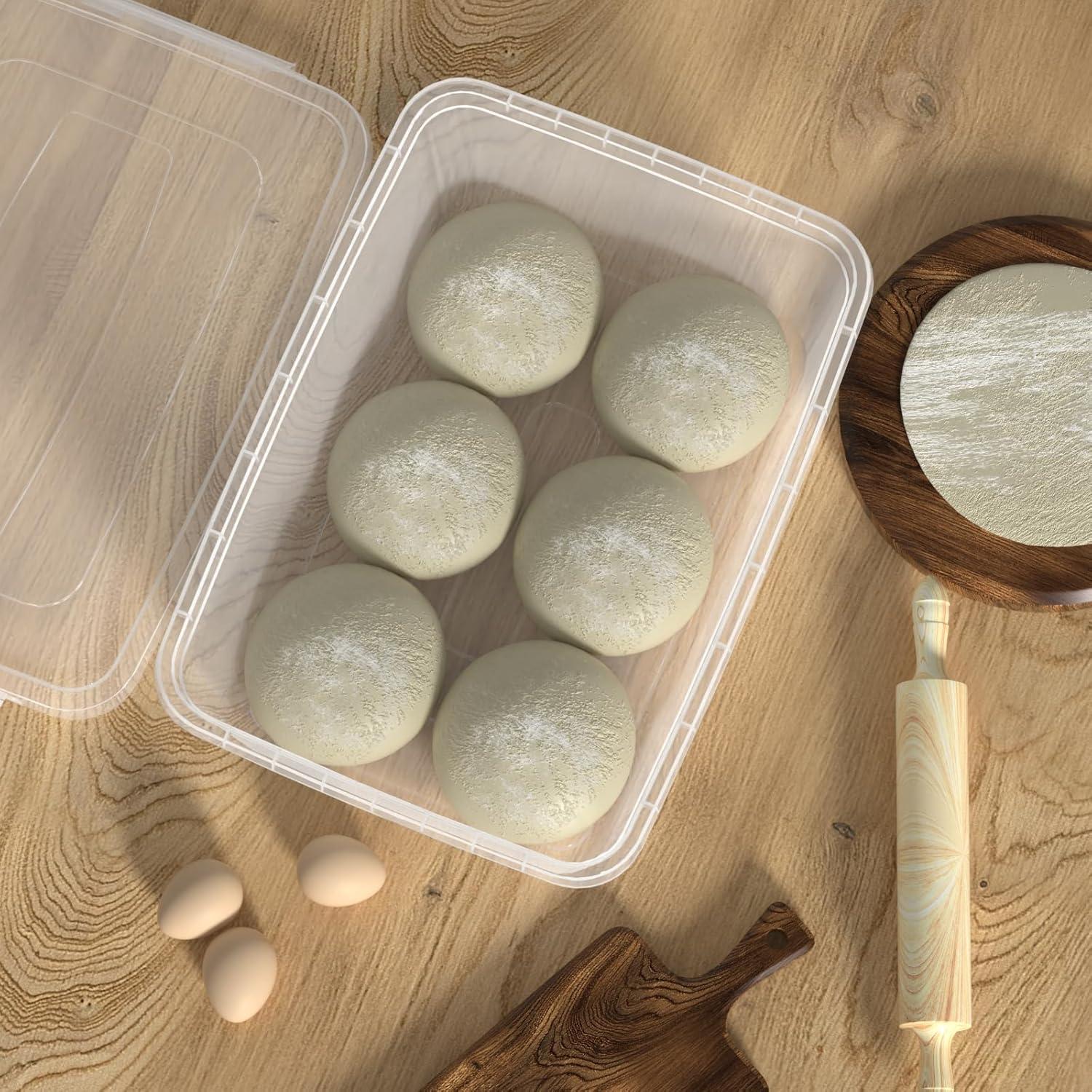 Zopnny 2-Pack Plastic Containers Box with Latching Lid, Stackable Nestable Storage Bins, Clear Pizza Dough Proofing Box, 16 Quart