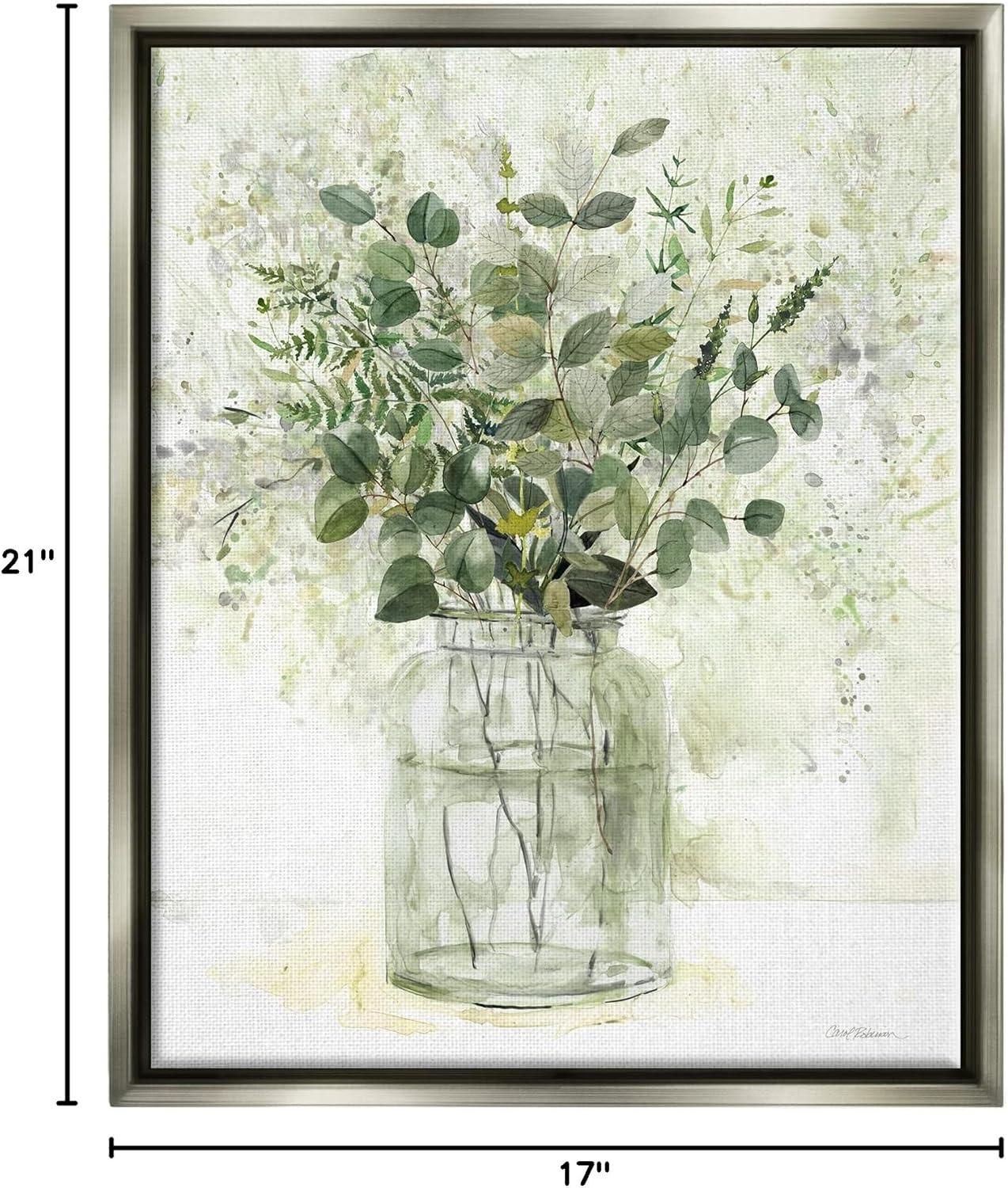 Stupell Industries Varied Herbal Botanical Arrangement Painting Luster Gray Floating Framed Canvas Print Wall Art, Design by Carol Robinson
