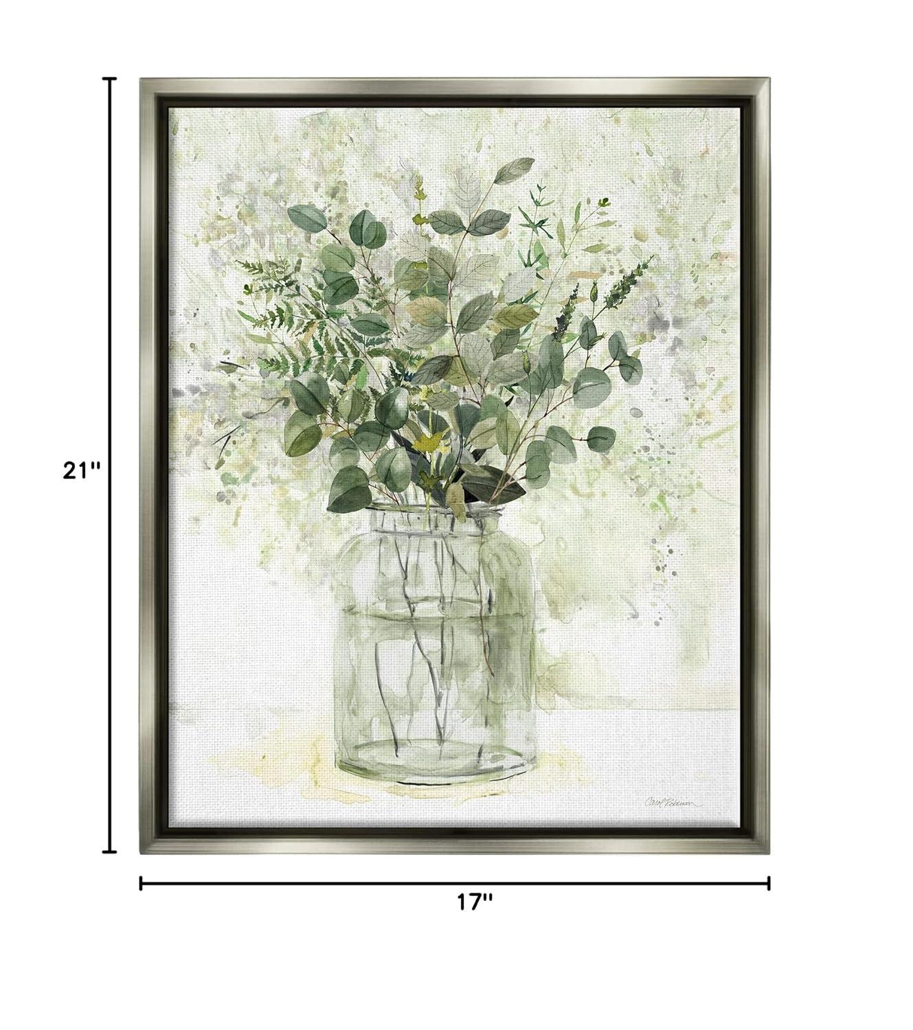 Stupell Industries Varied Herbal Botanical Arrangement Painting Luster Gray Floating Framed Canvas Print Wall Art, Design by Carol Robinson