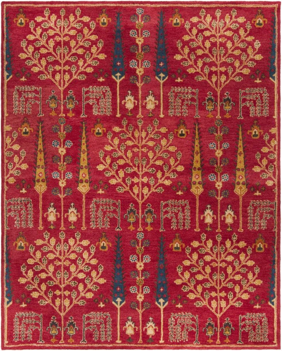 SAFAVIEH Heritage Kynaston Floral Wool Area Rug, Red/Multi, 9' x 12'