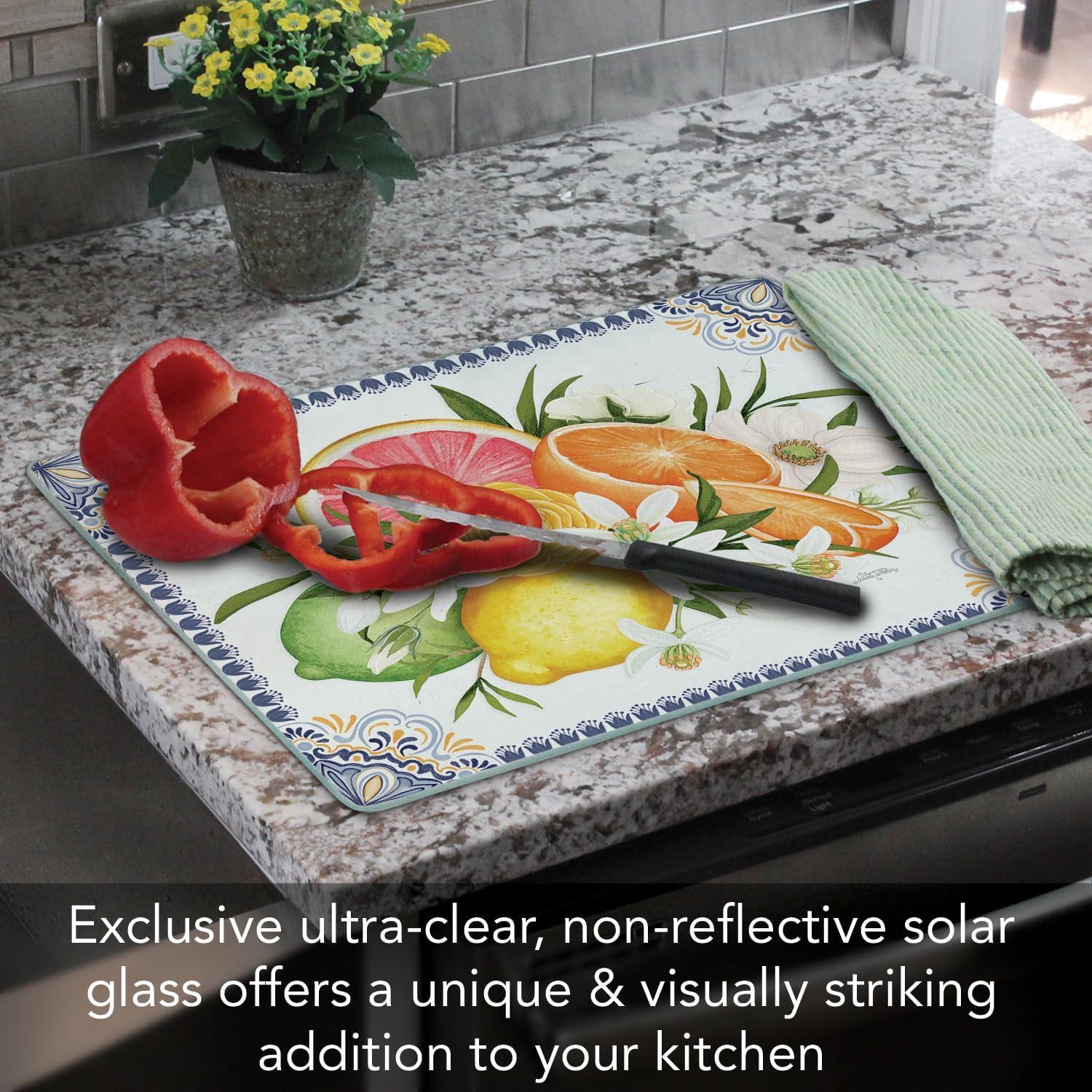 CounterArt Mediterranean Citrus 3mm Glass Cutting Board 15” x 12”