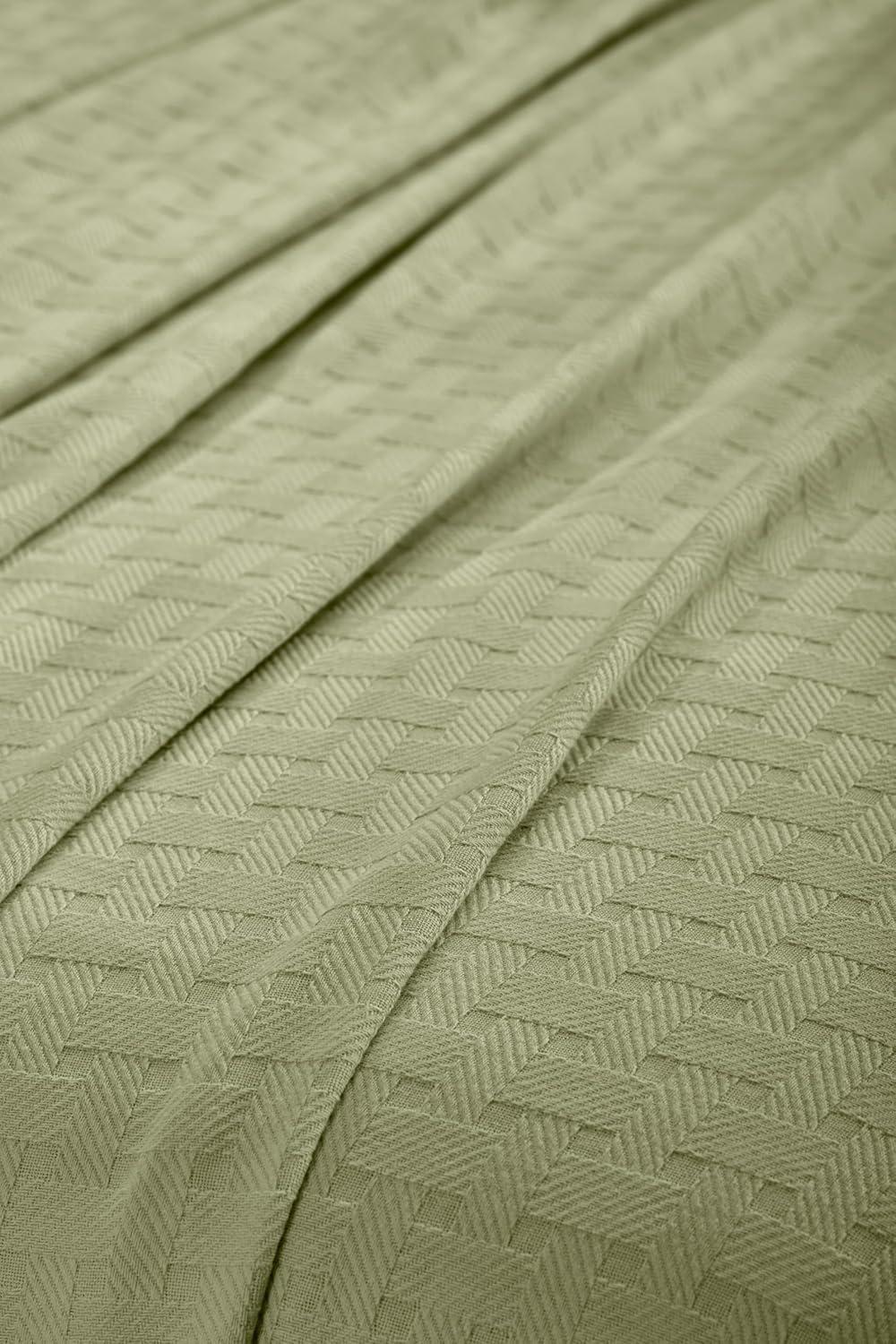 Superior Basketweave All-Season Cotton Blanket, King, Sage