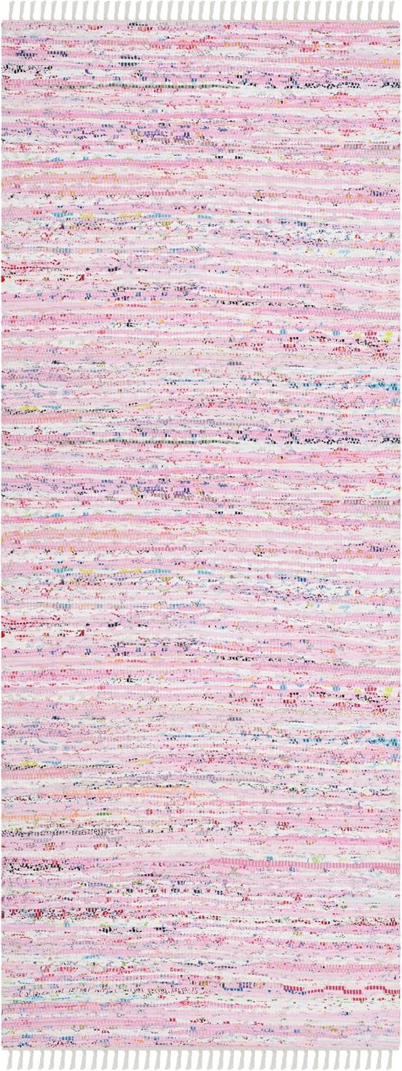 Rag Rug RAR125 Hand Woven Indoor Runner Rug - Light Pink/Multi - 2'3"x6' - Safavieh.