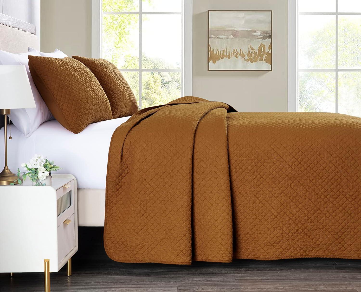 Chezmoi Collection Solid Color Cotton Quilt Cotton Quilt Set