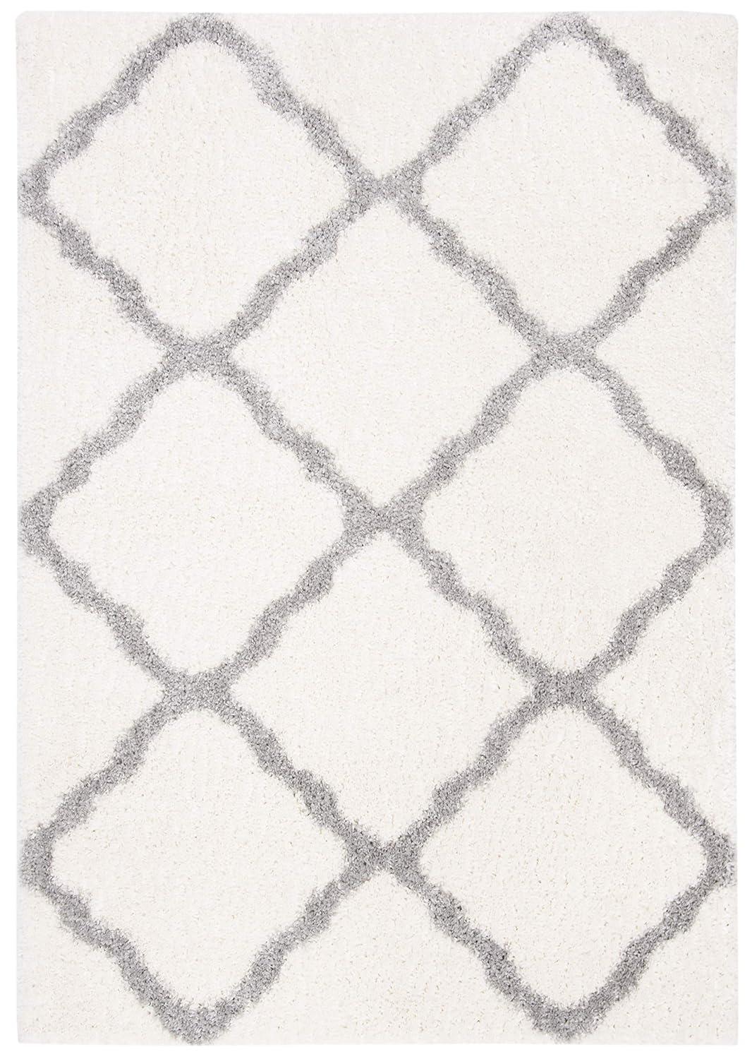 Parma Shag PMA521 Power Loomed Indoor Area Rug - 5'3"x7'6" - Cream/Grey - Safavieh