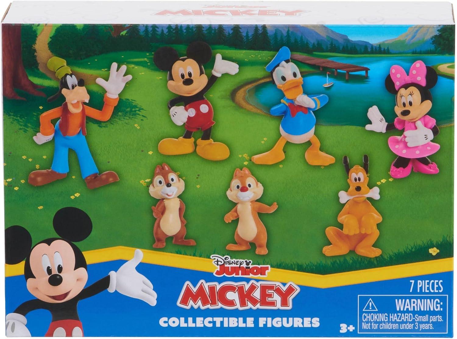 Disney Junior Mickey, Minnie, Donald, Goofy, Pluto, Chip & Dale Figure 7-Pack (Hassle Free Packaging)
