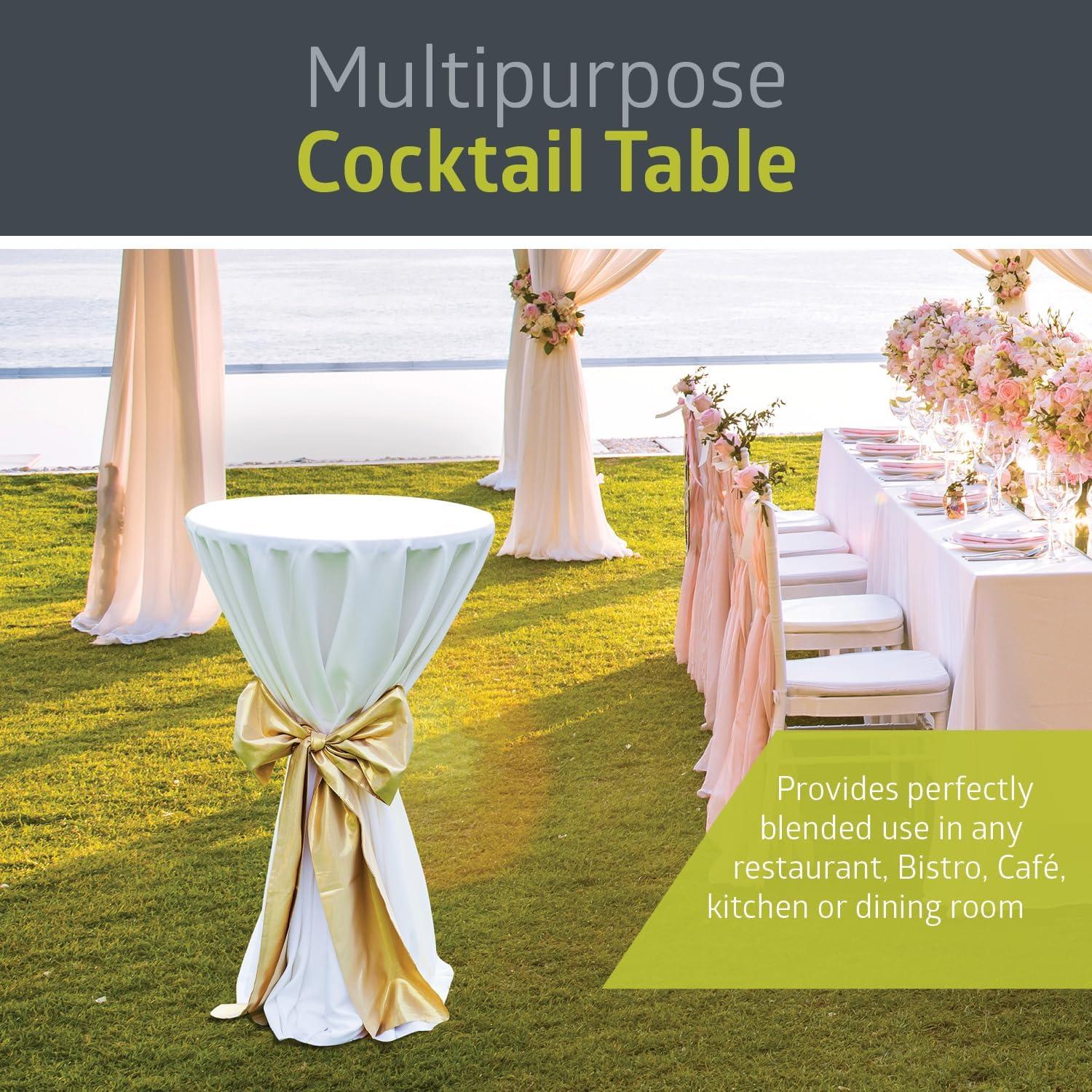 Pearington Santina, Single Round Cocktail Bar, Pub, and Bistro High Top Table with Black Top and Base