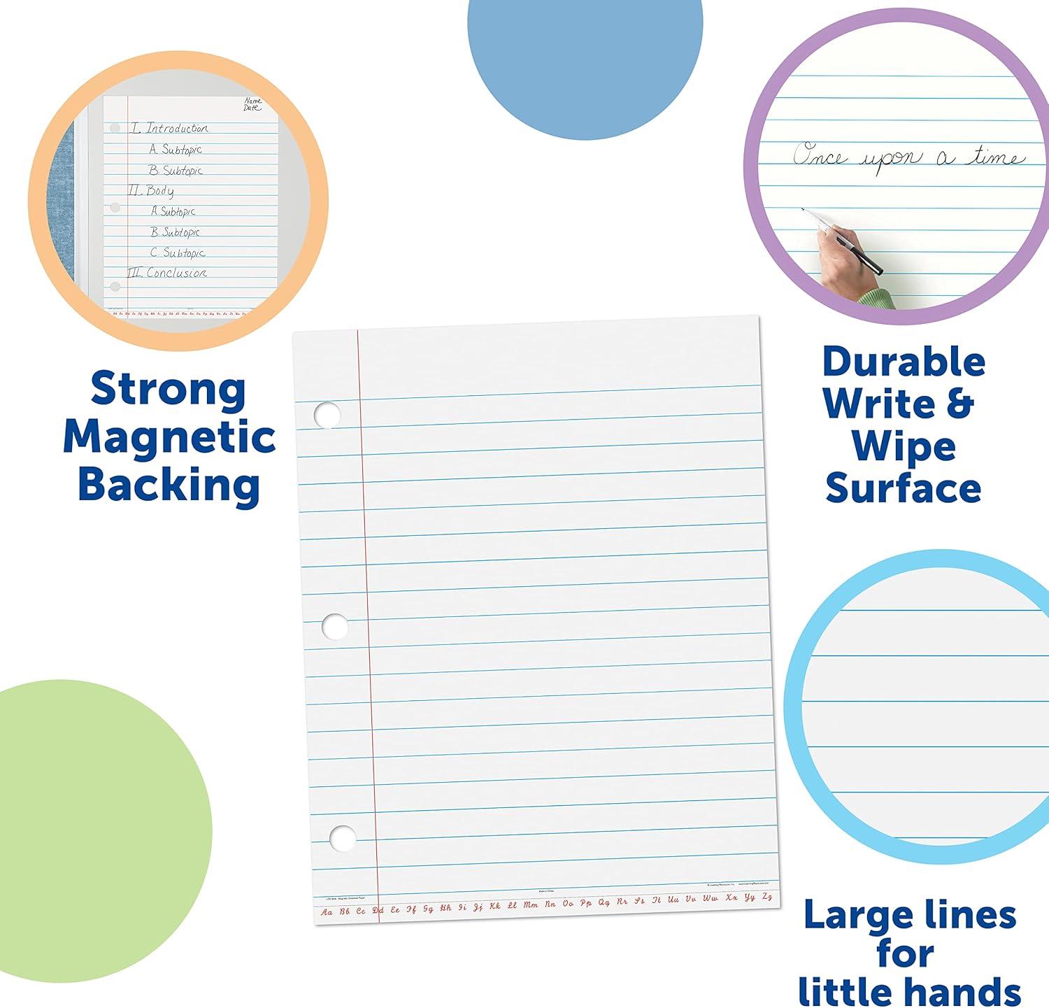 Learning Resources Magnetic Notebook Paper, 22"L x 28"H