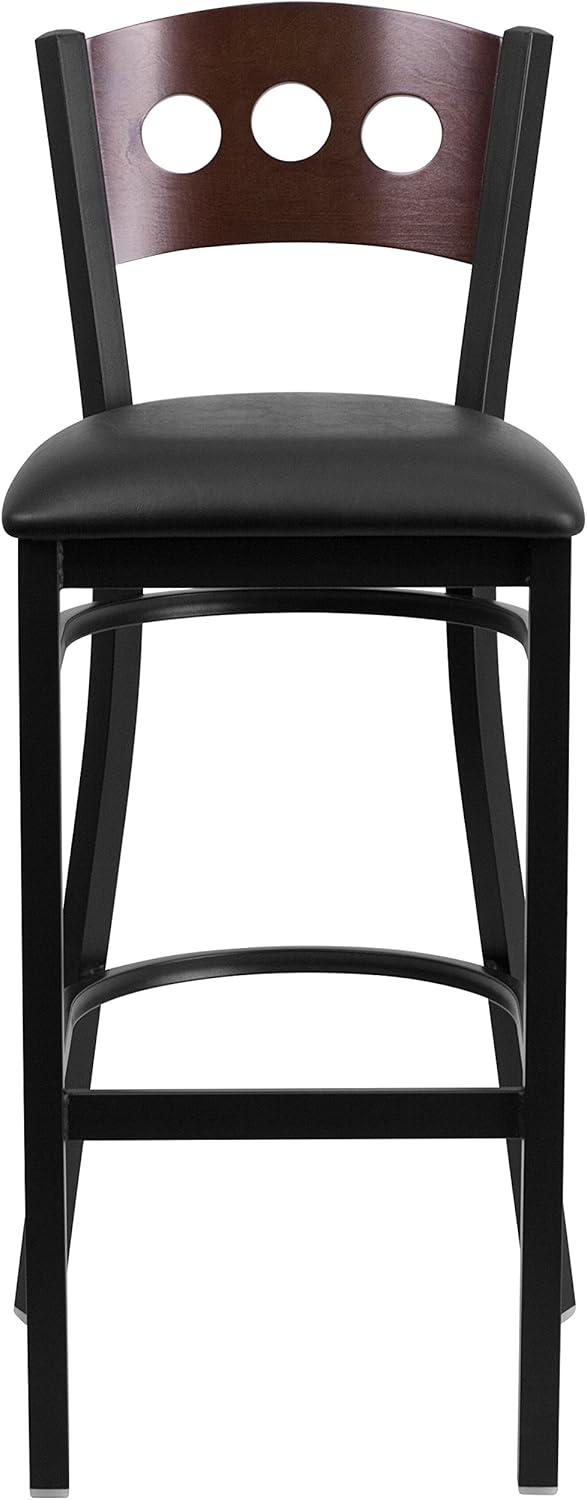 Flash Furniture Black Decorative 3 Circle Back Metal Restaurant Barstool