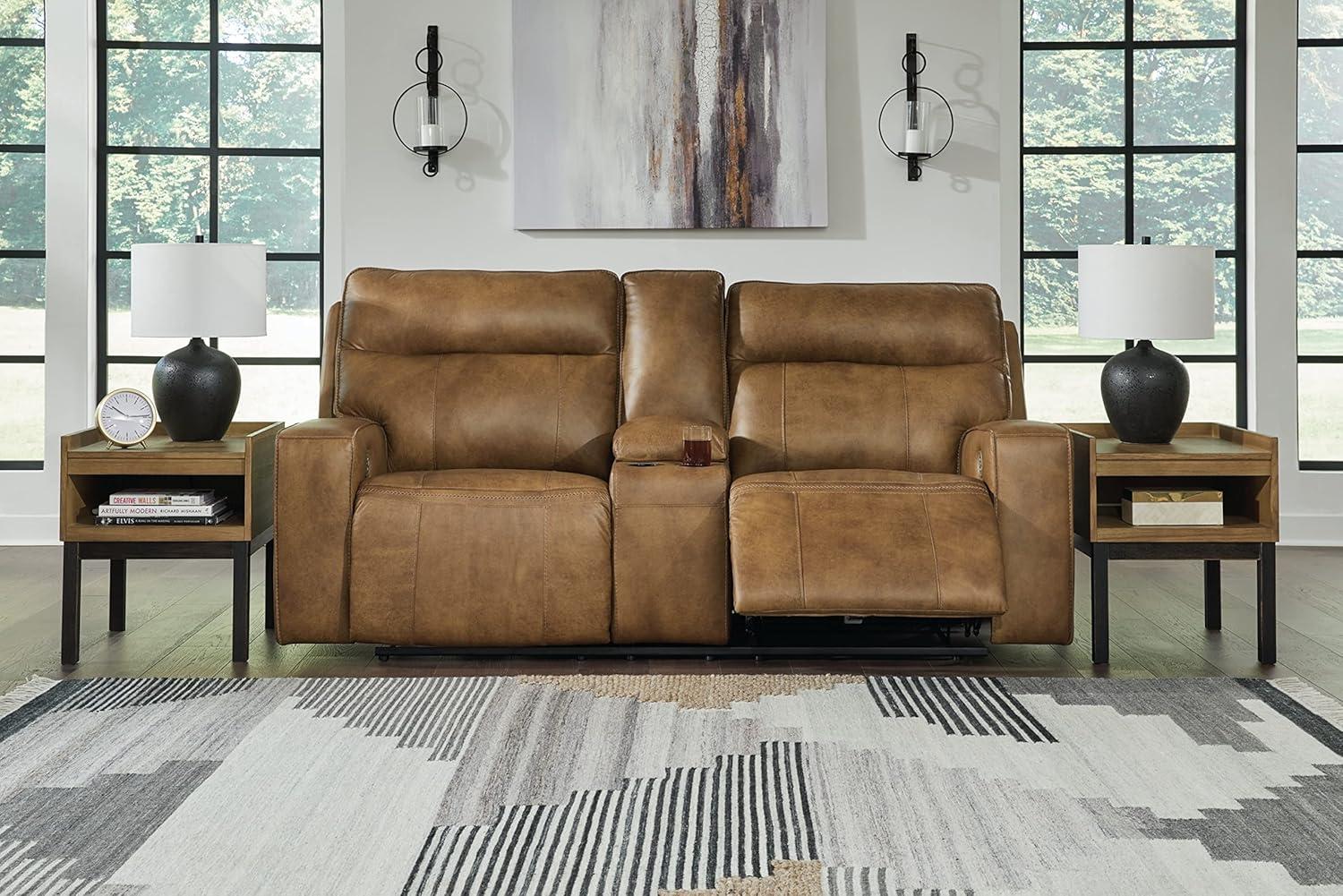 Roman 102'' Smoke Gray Faux Leather Power Reclining Sofa