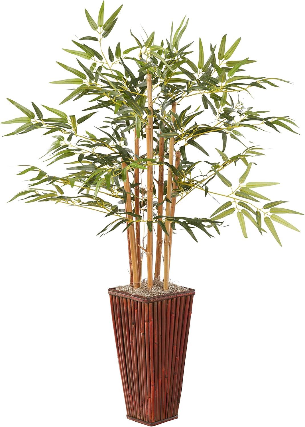 Elegant 4ft Silk Bamboo Floor Plant with Decorative Planter