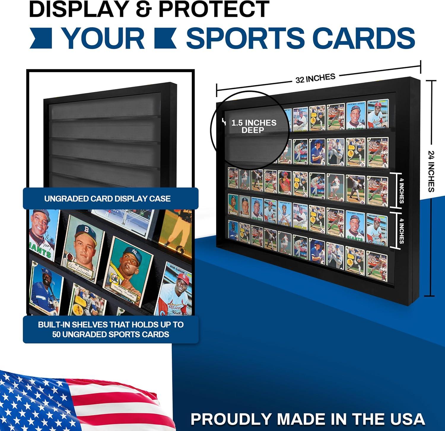 Pennzoni Display Co. PENNZONI Sports Card Display Case, Holds 50 Ungraded Sports & Playing Cards