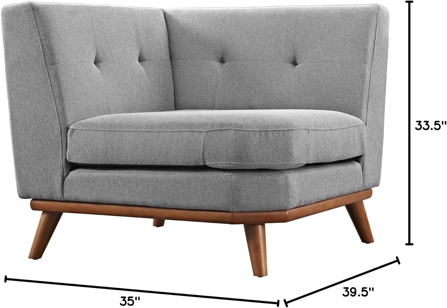 Modway Engage Upholstered Fabric and Wood Corner Chair in Expectation Gray
