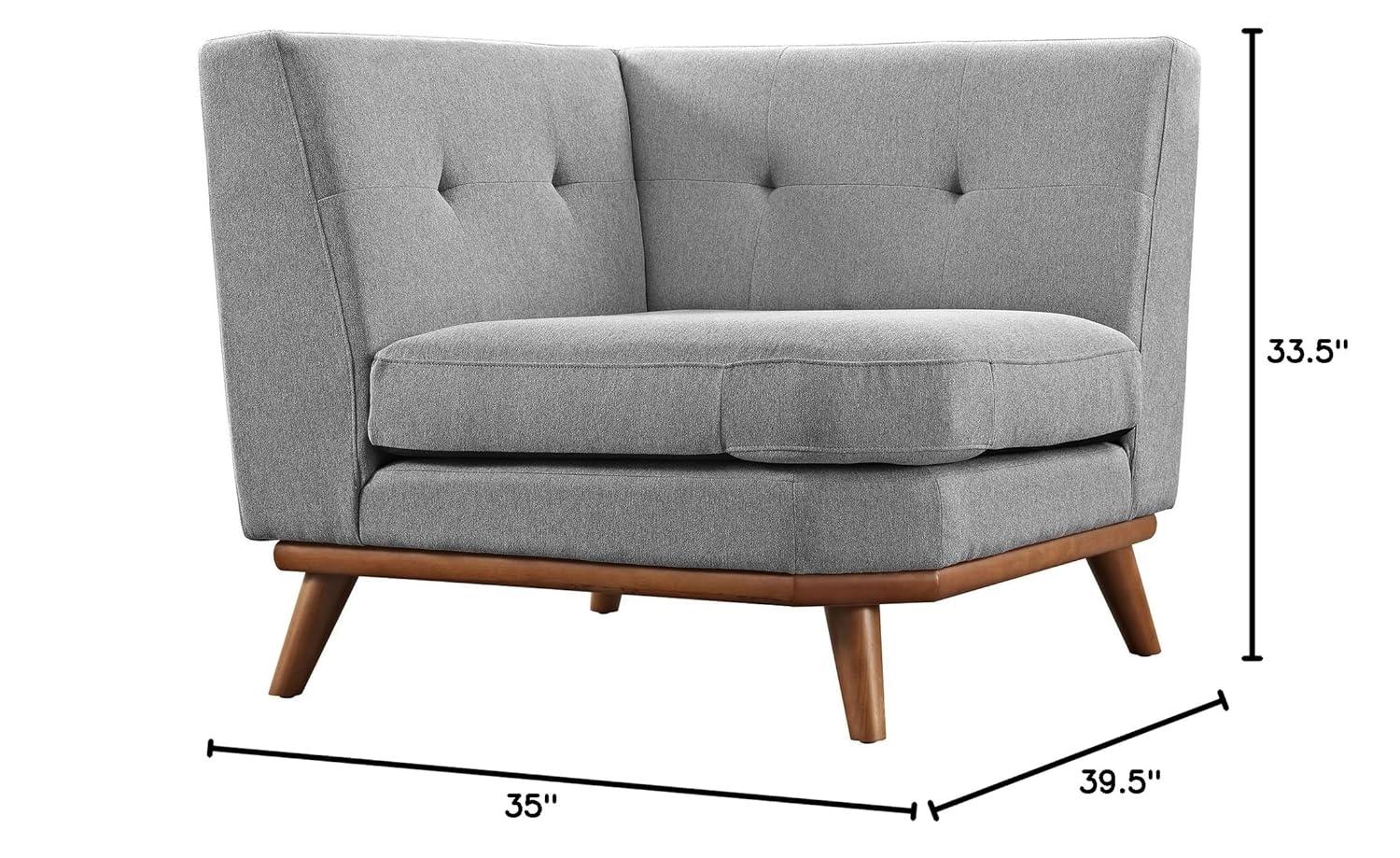Modway Engage Upholstered Fabric and Wood Corner Chair in Expectation Gray