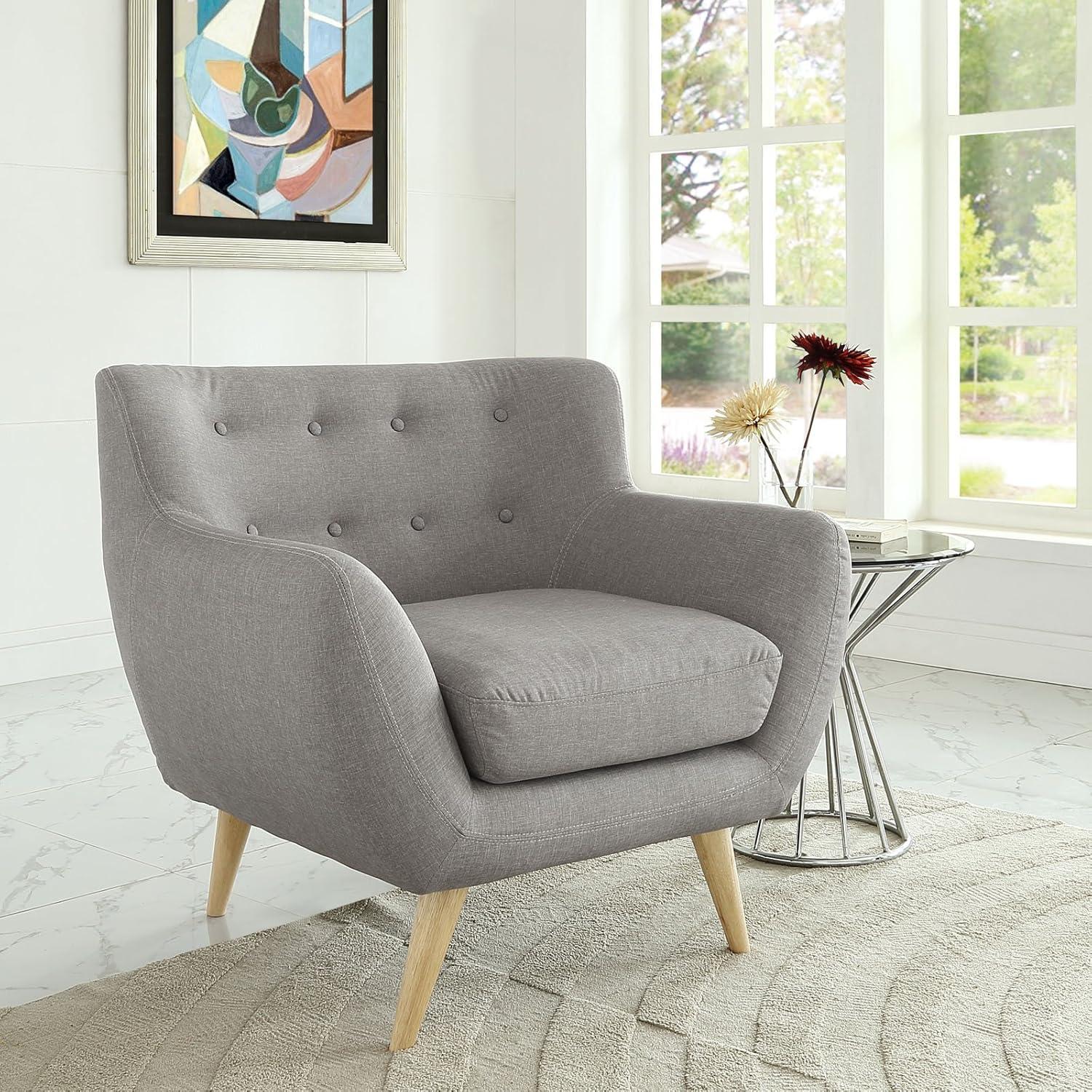 Mid-Century Modern Remark Light Gray Wood Armchair