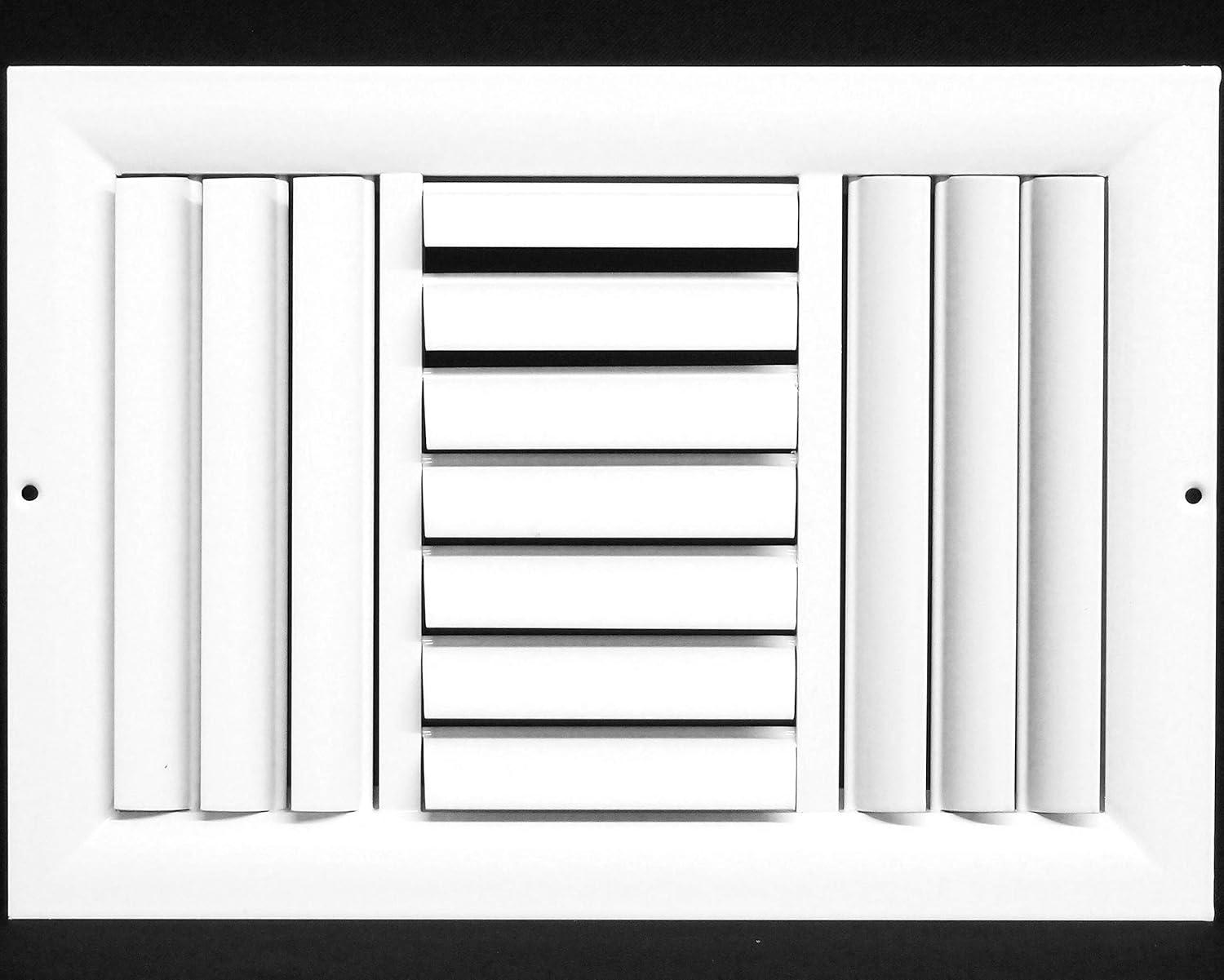 10" x 6" - 3-Way Air Vent - Adjustable Aluminum Curved Blades - Maximum Air Flow - HVAC Grille
