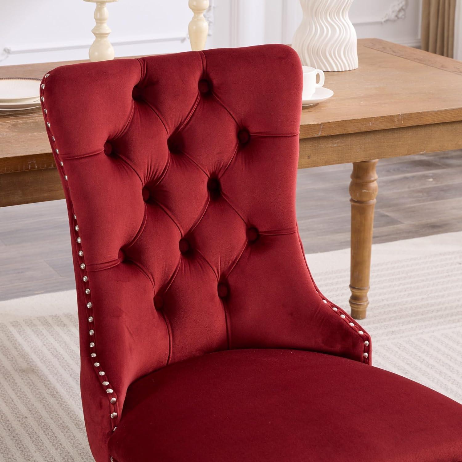 Rosdorf Park High-end Tufted Velvet Upholstered Nailhead Dining Chair