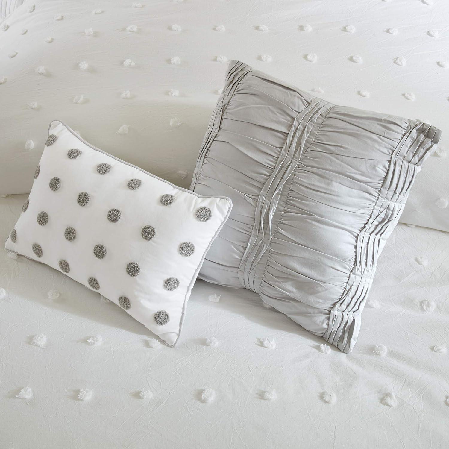 Intelligent Design Brooklyn Cotton Jacquard Comforter Set with Euro Shams and Throw Pillows
