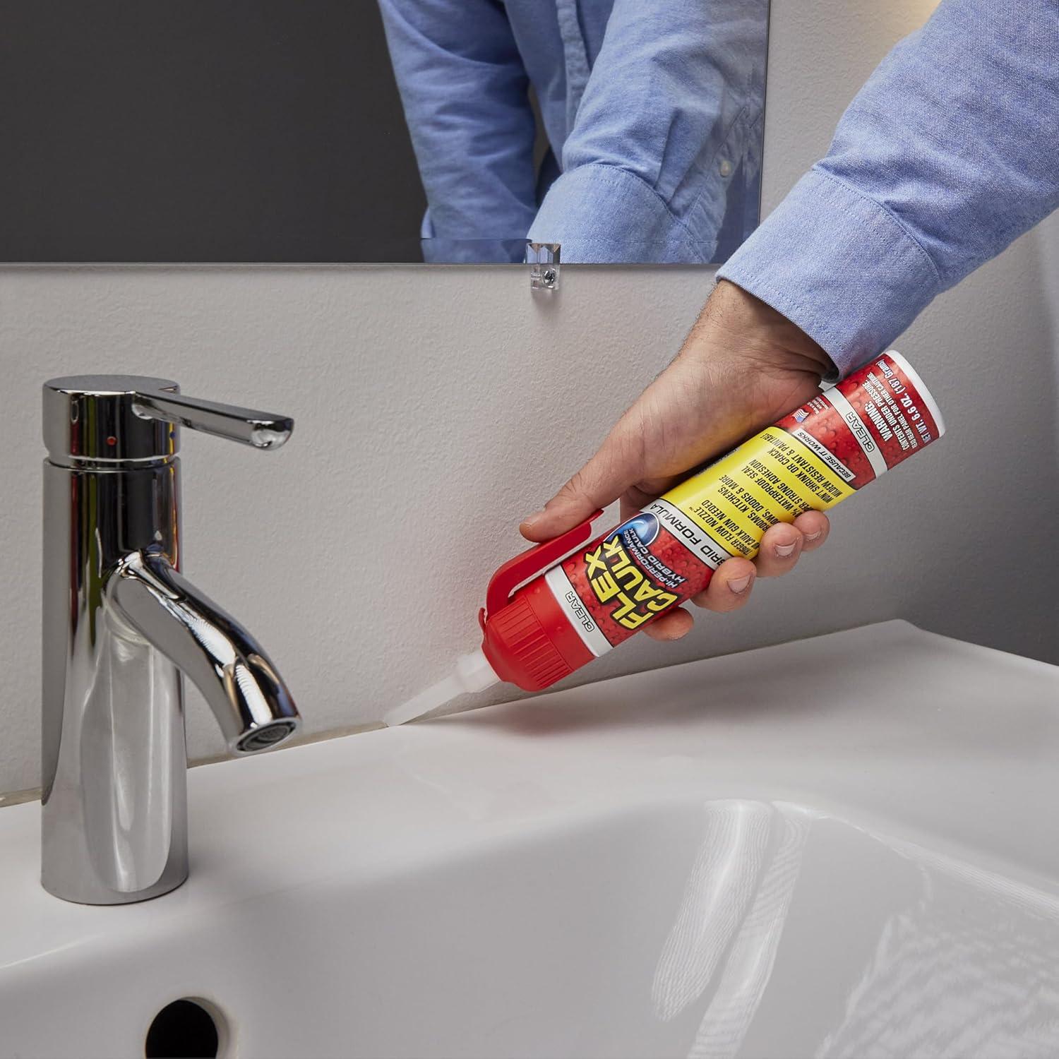 Flex Caulk All Purpose Clear 9 oz Pressurized Can, Trigger Flow Nozzle, No Caulk Gun Needed