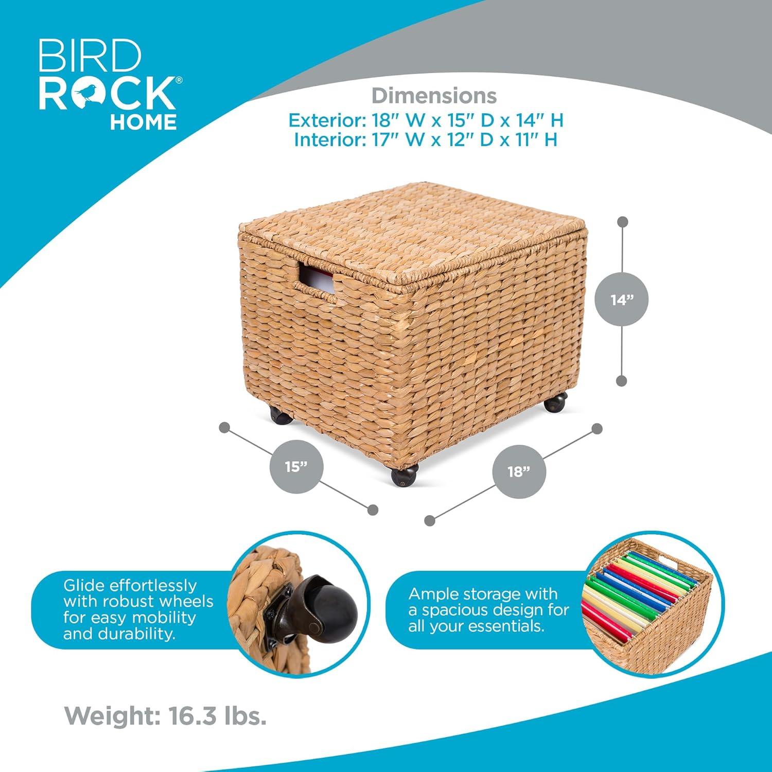 BirdRock Home Seagrass Rolling File Cabinet - Natural