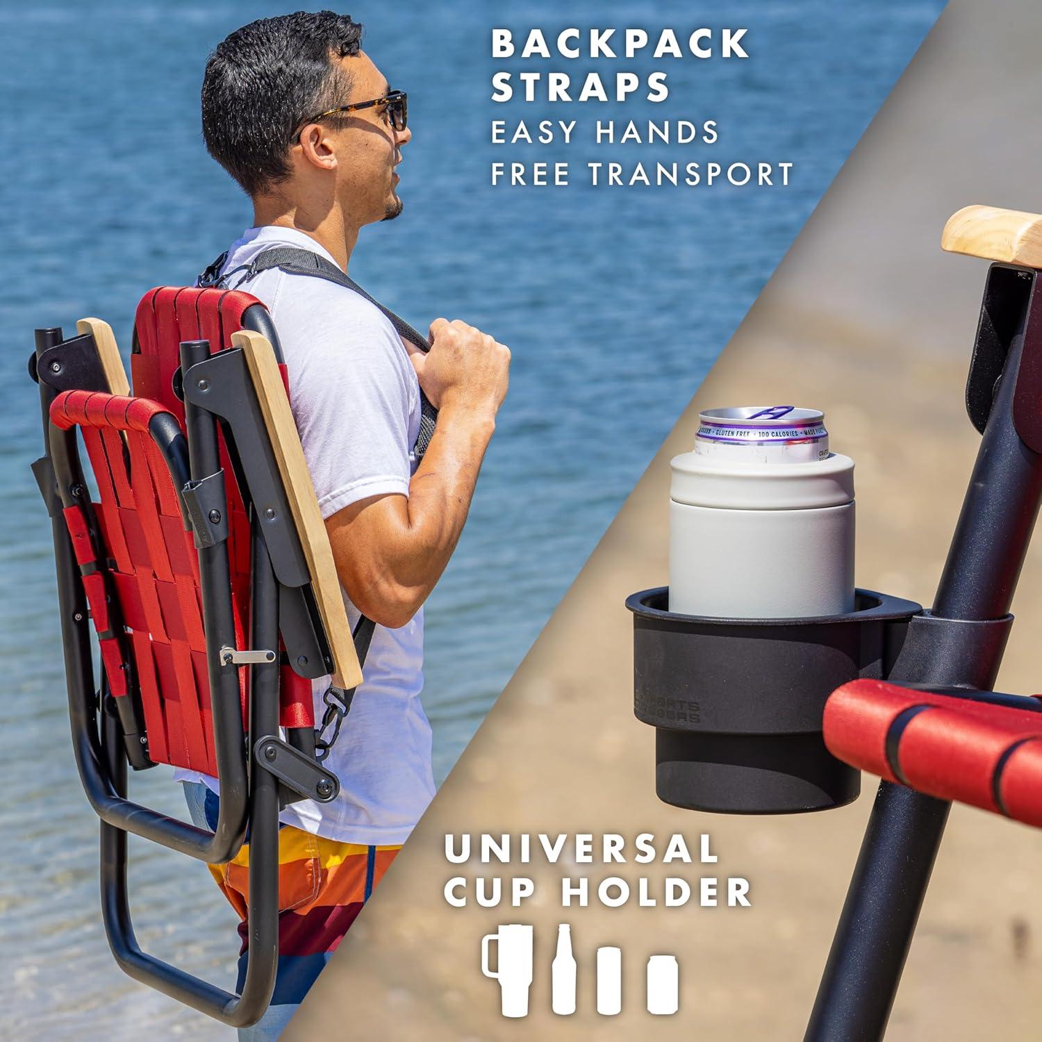 GoSports GoSports Outdoors WOVN Premium Beach & Camping Chair - Folding Backpack Chair for Adults