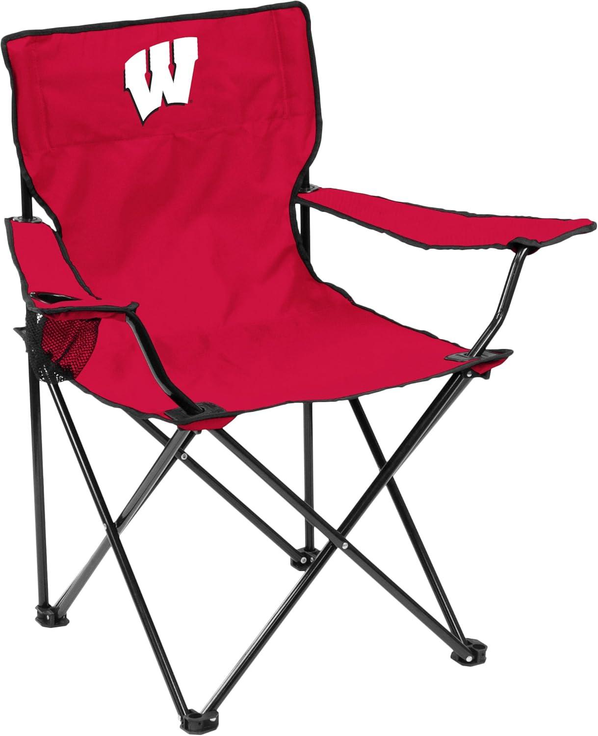 Red Polyester Collapsible Sports Camping Chair with Arms