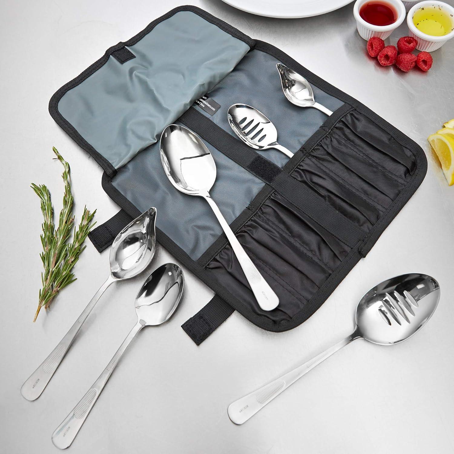 7-Piece Stainless Steel Culinary Plating Spoon Set with Case