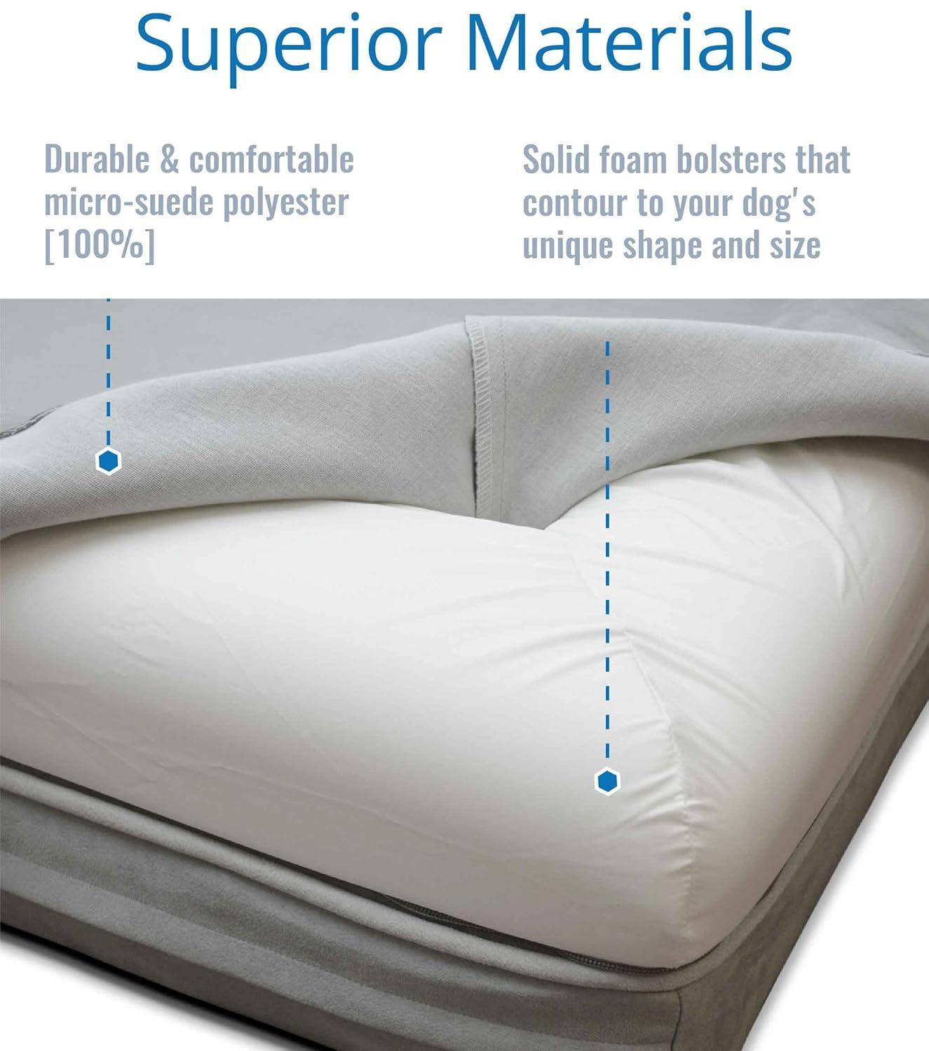 PetFusion BetterLounge Suede Orthopedic Memory Foam Dog Bed, Grey, Large