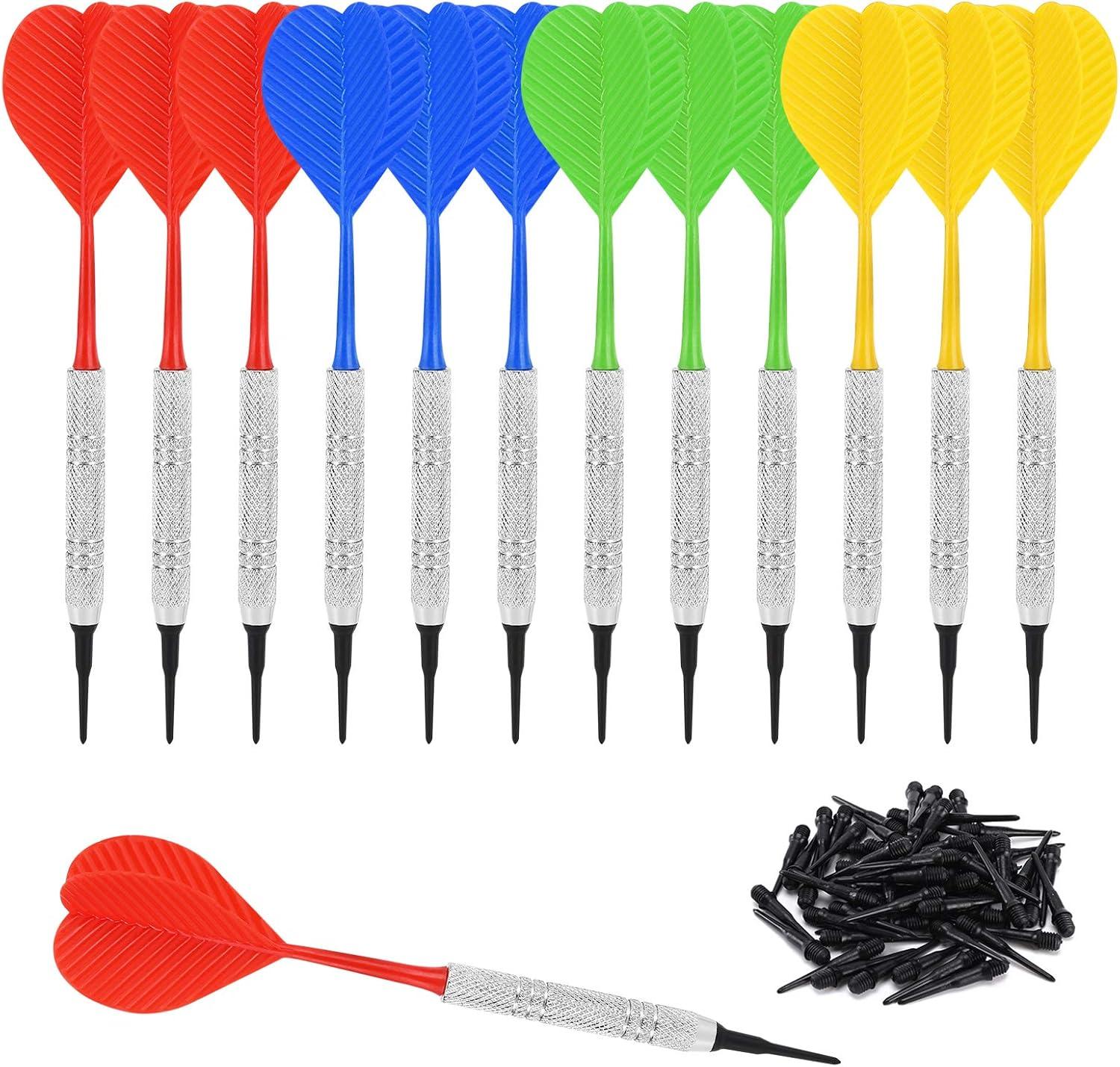 12-Piece Multicolor Soft Tip Darts Set with Extra Tips