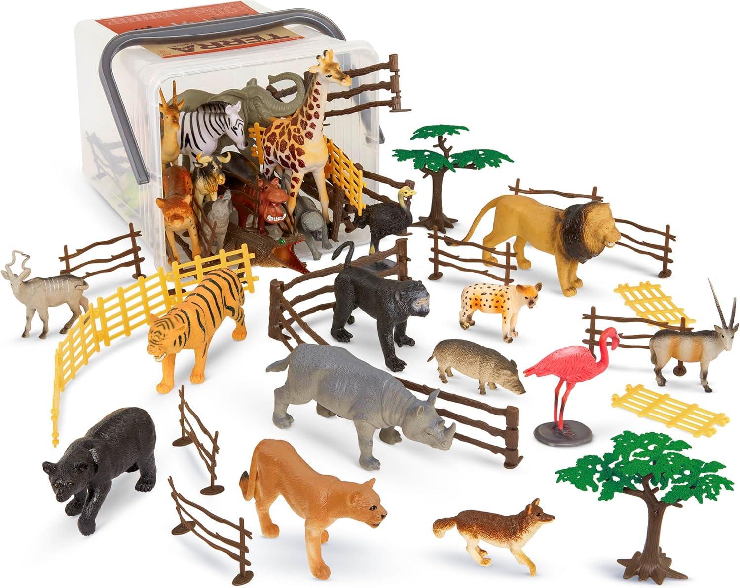 Terra by Battat – Jungle World – Assorted Miniature Jungle Animal Toy Figures for Kids 3+ (60Pc)