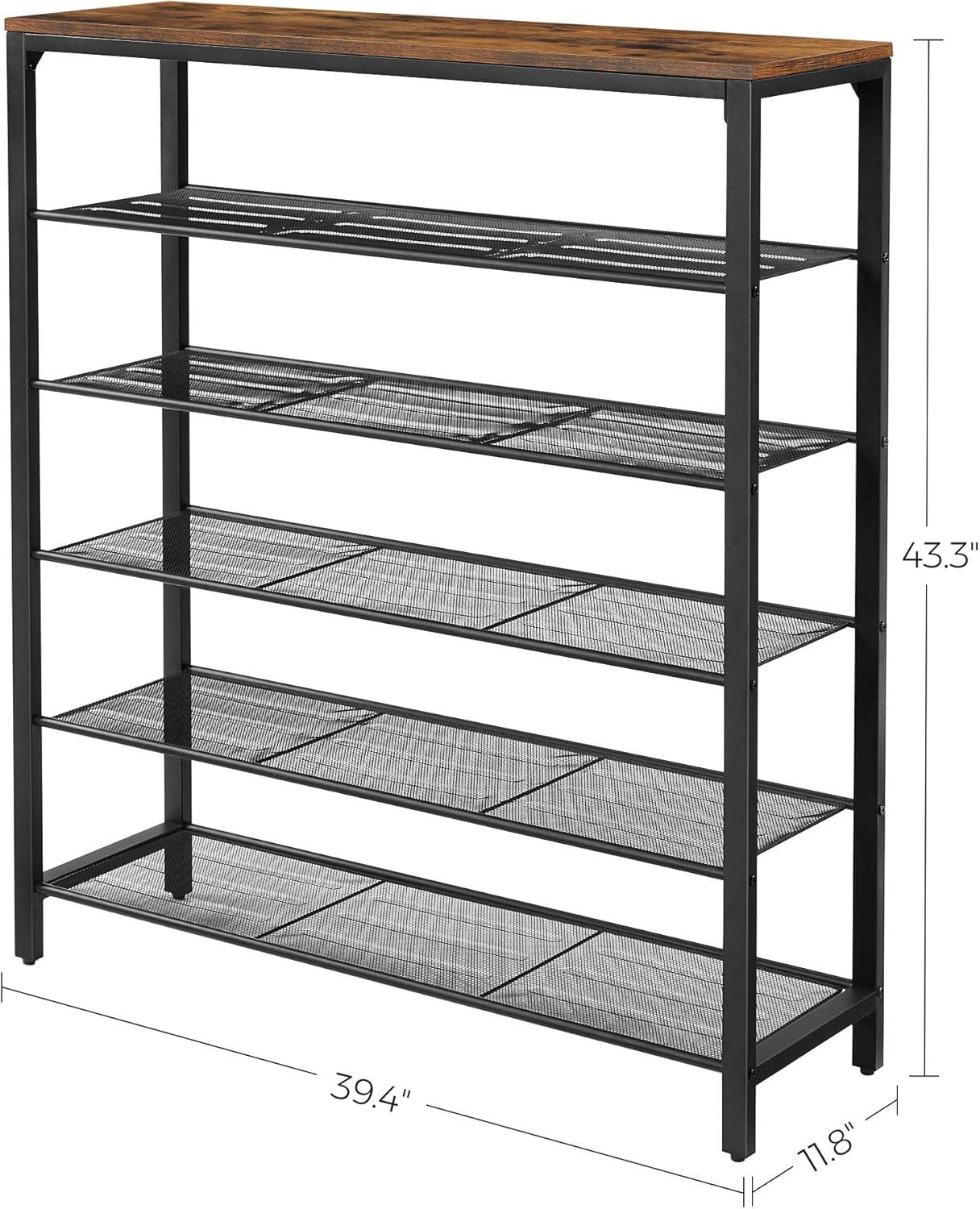 6-Tier Shoe Rack 24-30 Pairs of Shoes Shelf Storage Organizer for Closet Shoe Rack Organizer with 5 Metal Mesh Shelves