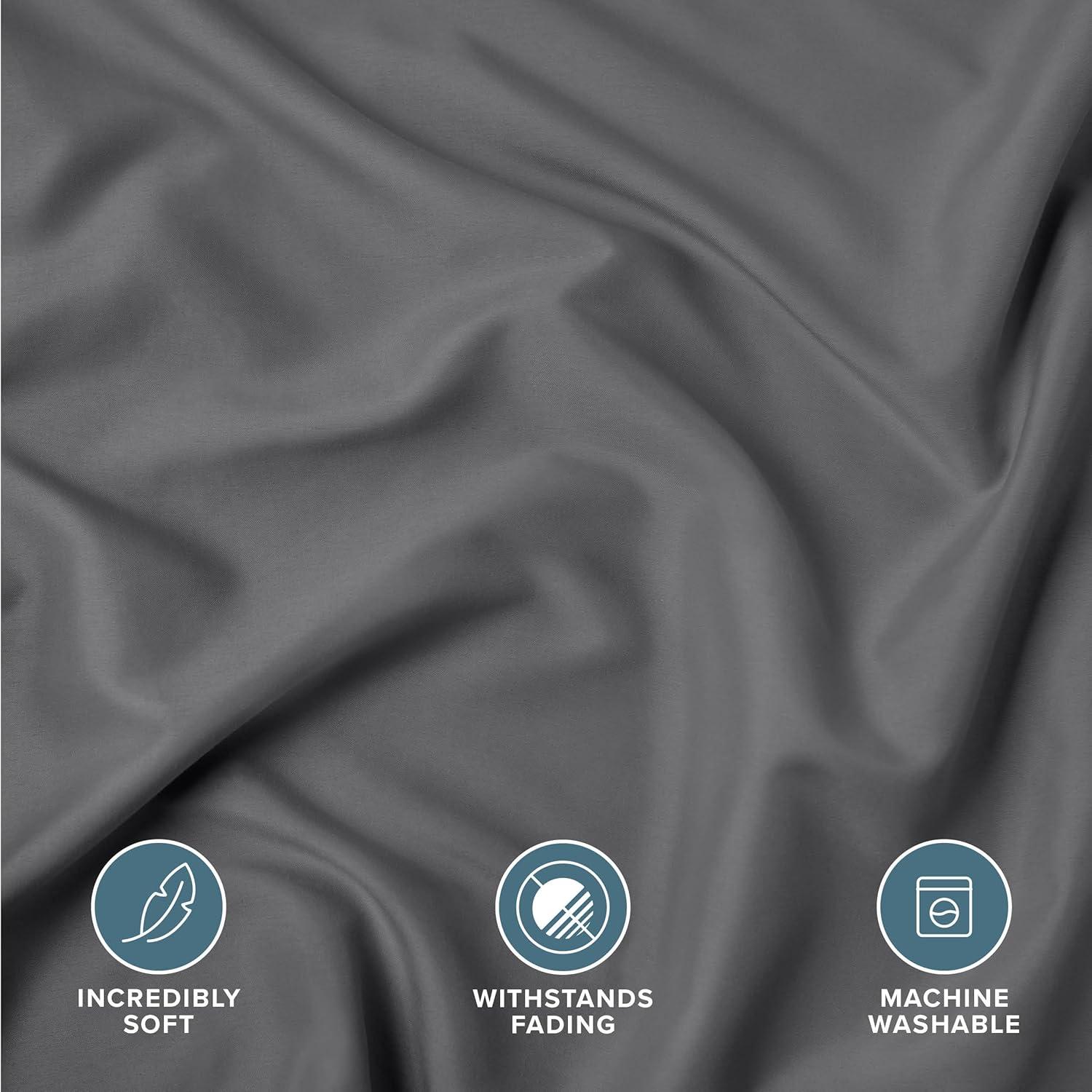 Solid Grey Microfiber Standard Pillow Sham Set by Bare Home