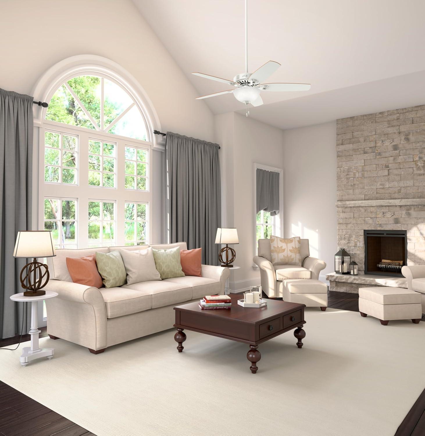 Hunter Fan 52" Builder Deluxe 5 - Blade Standard Ceiling Fan with Pull Chain and Light Kit Included